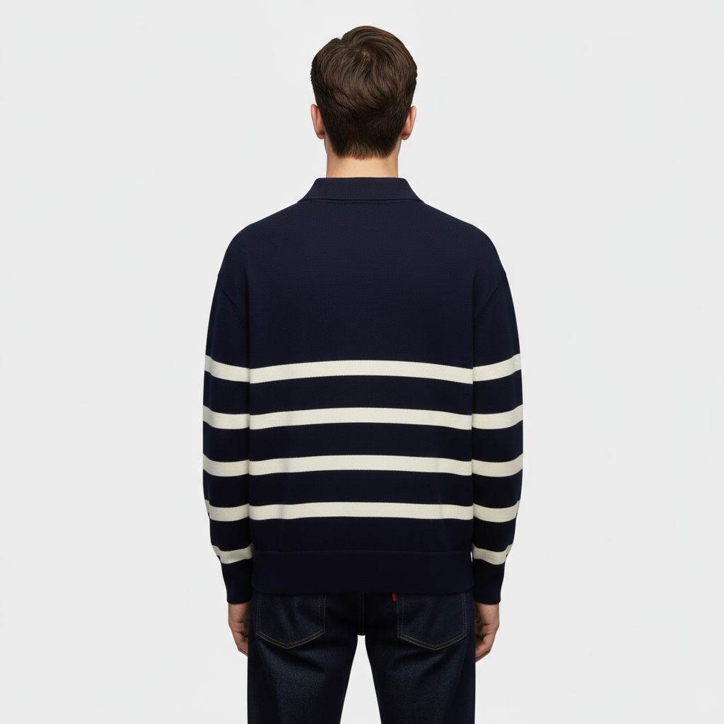 Polo homme en maille rayée – coupe slim