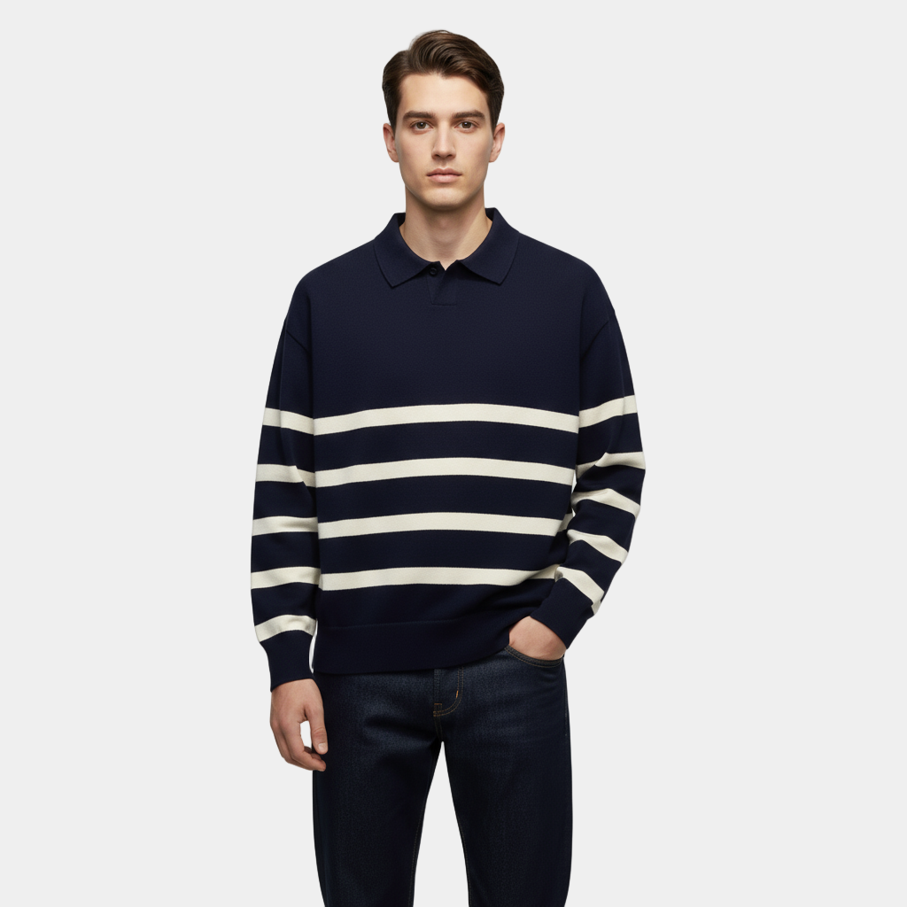 Polo homme en maille rayée – coupe slim