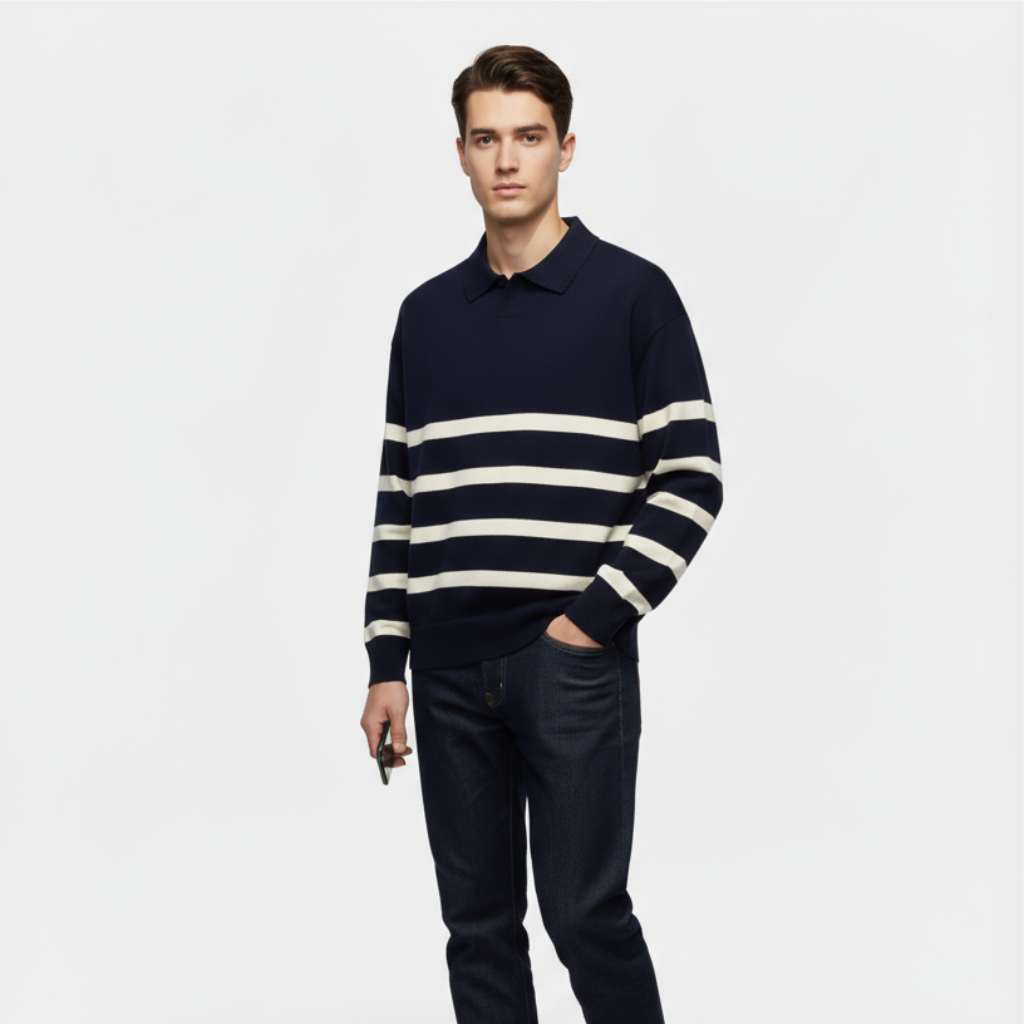 Polo homme en maille rayée – coupe slim