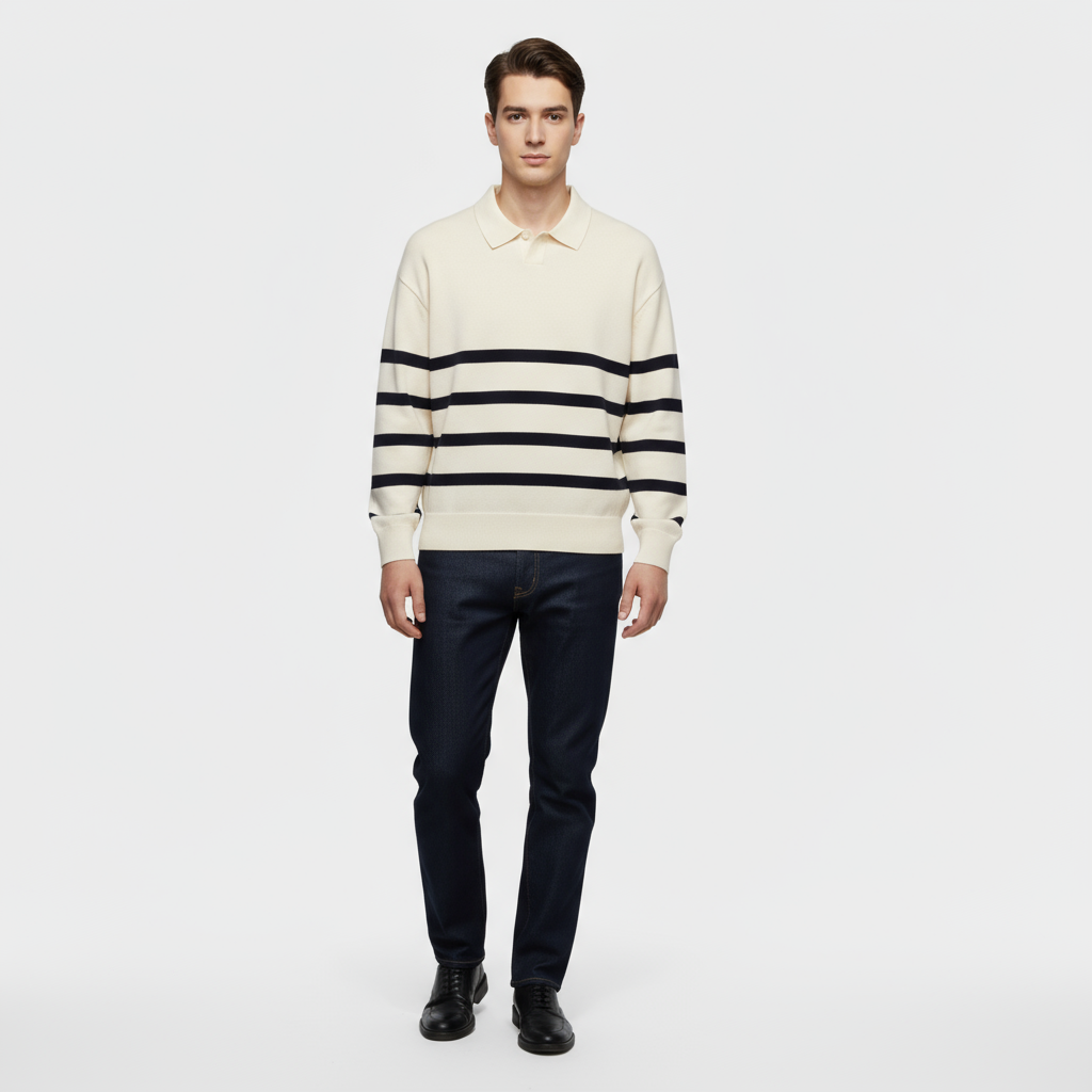 Polo homme en maille rayée – coupe slim