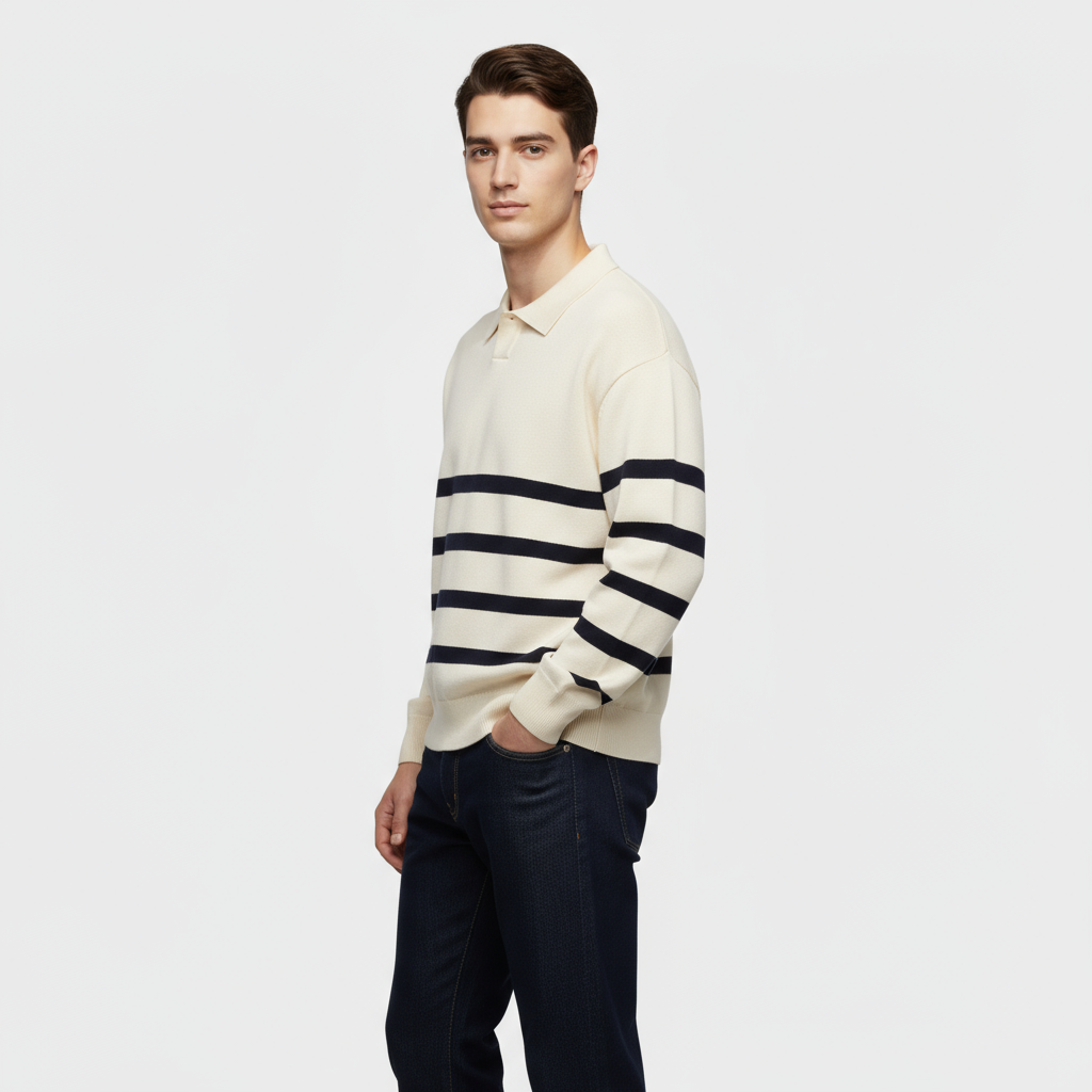 Polo homme en maille rayée – coupe slim