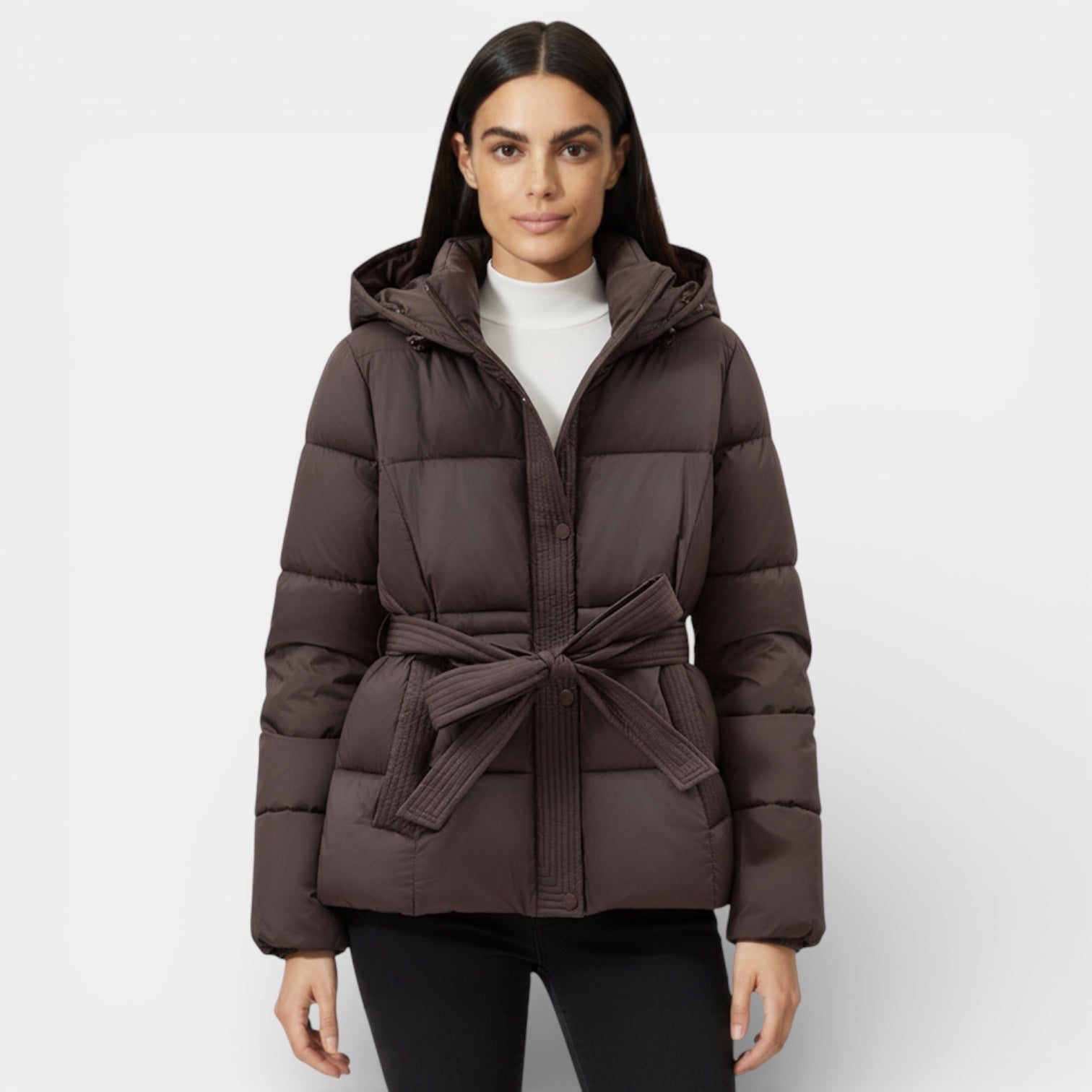 Parka matelassé ceinturé pour femmes - coupe-vent