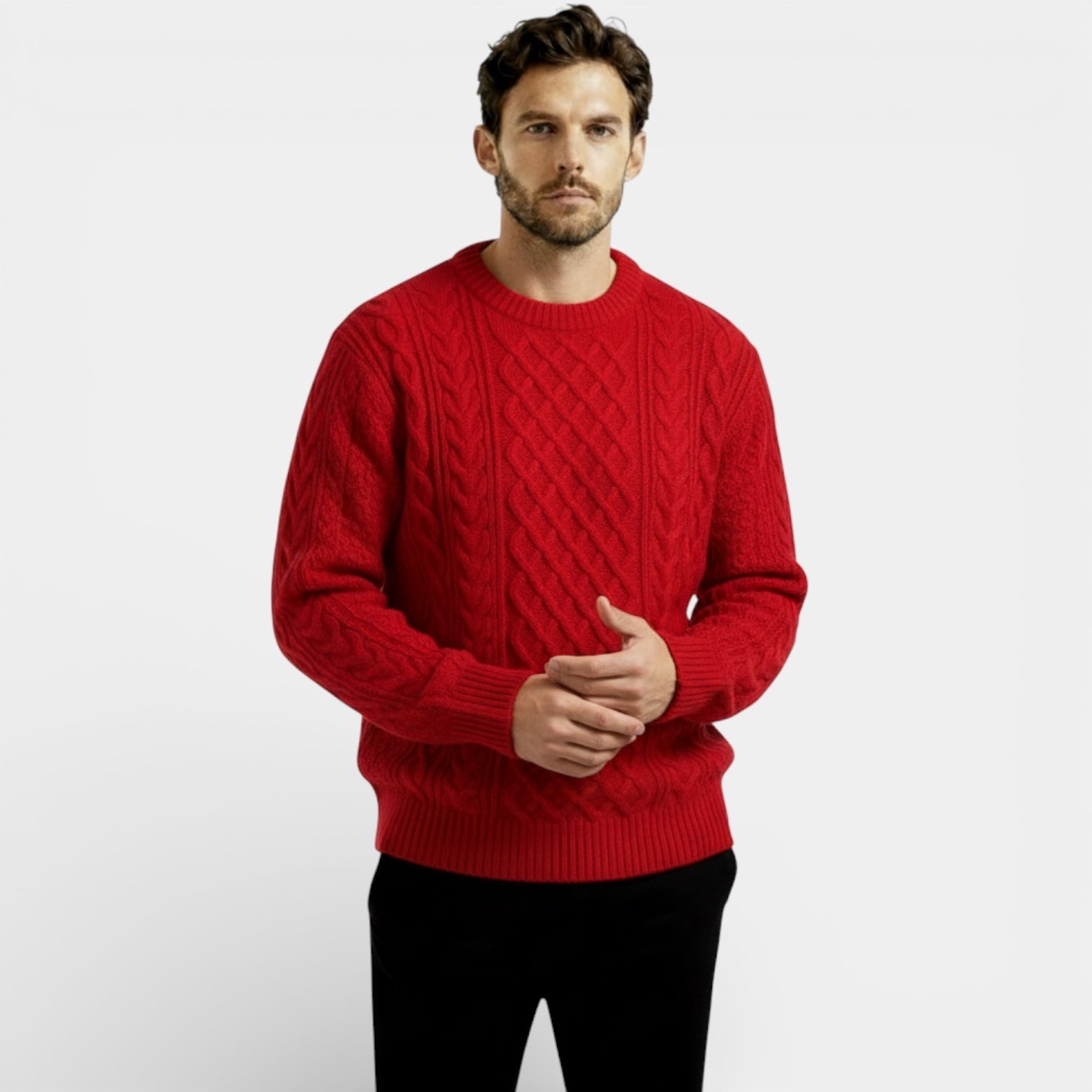 Pull en maille torsadée classique pour homme – pull-over texturé
