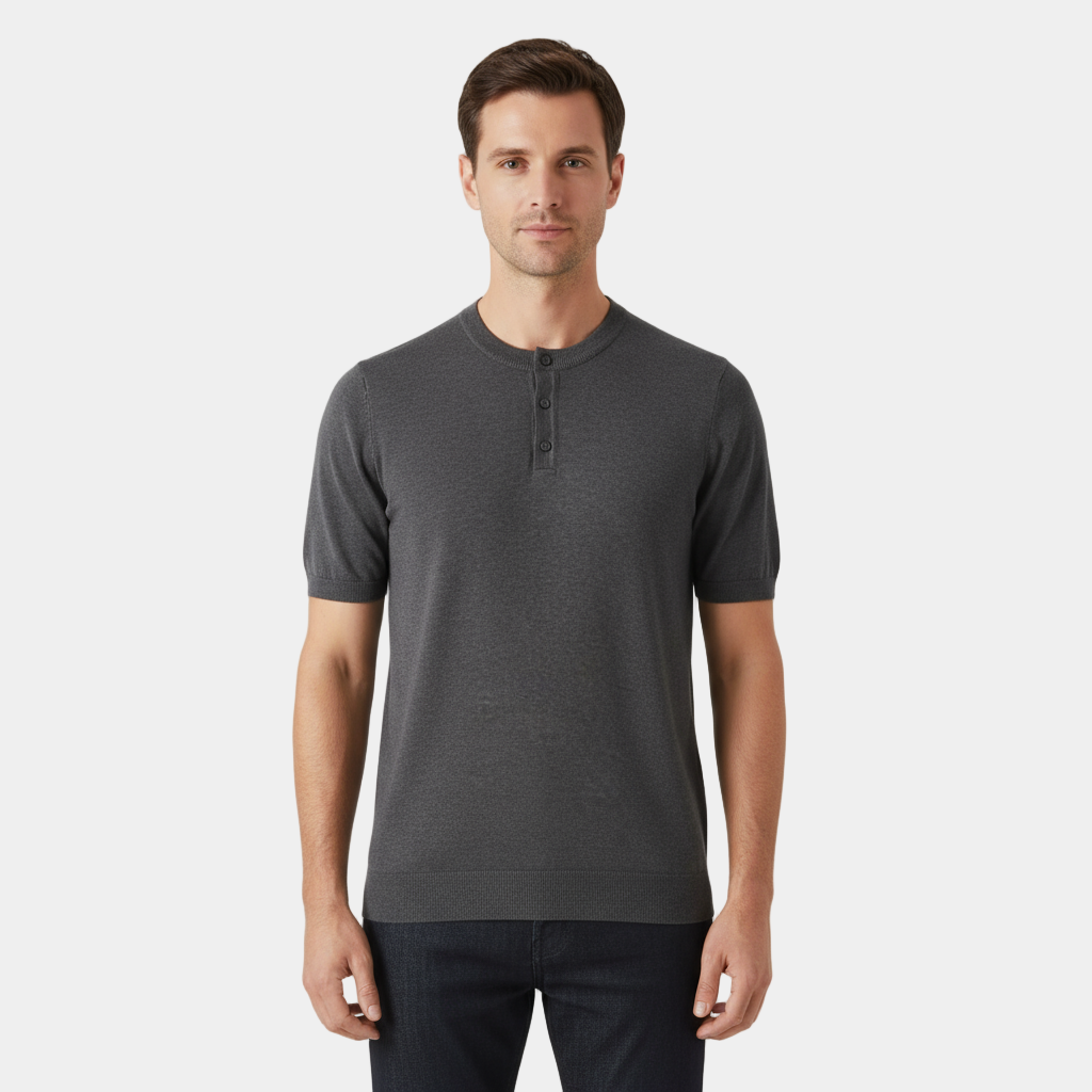 T-shirt Henley en coton pour homme