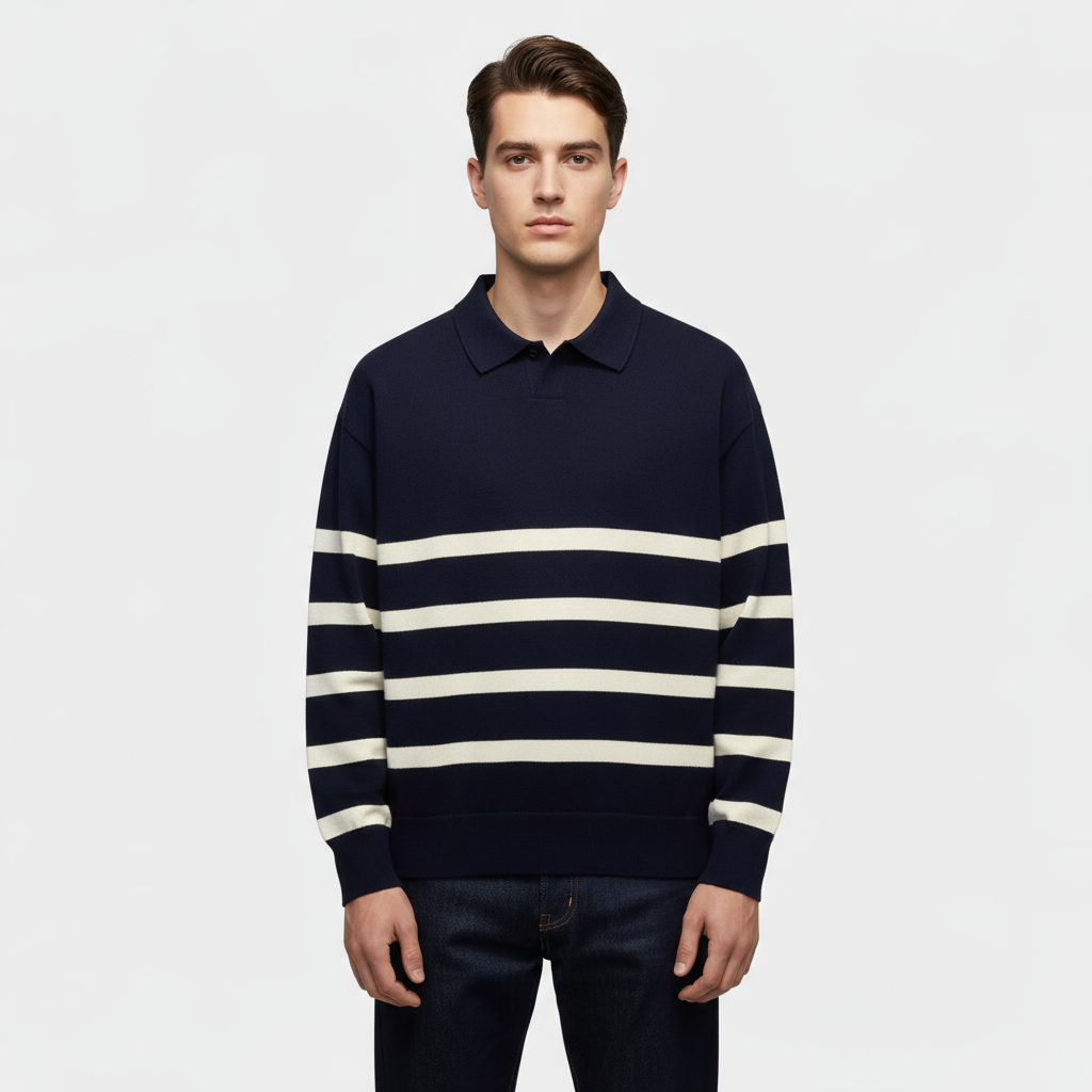 Polo homme en maille rayée – coupe slim