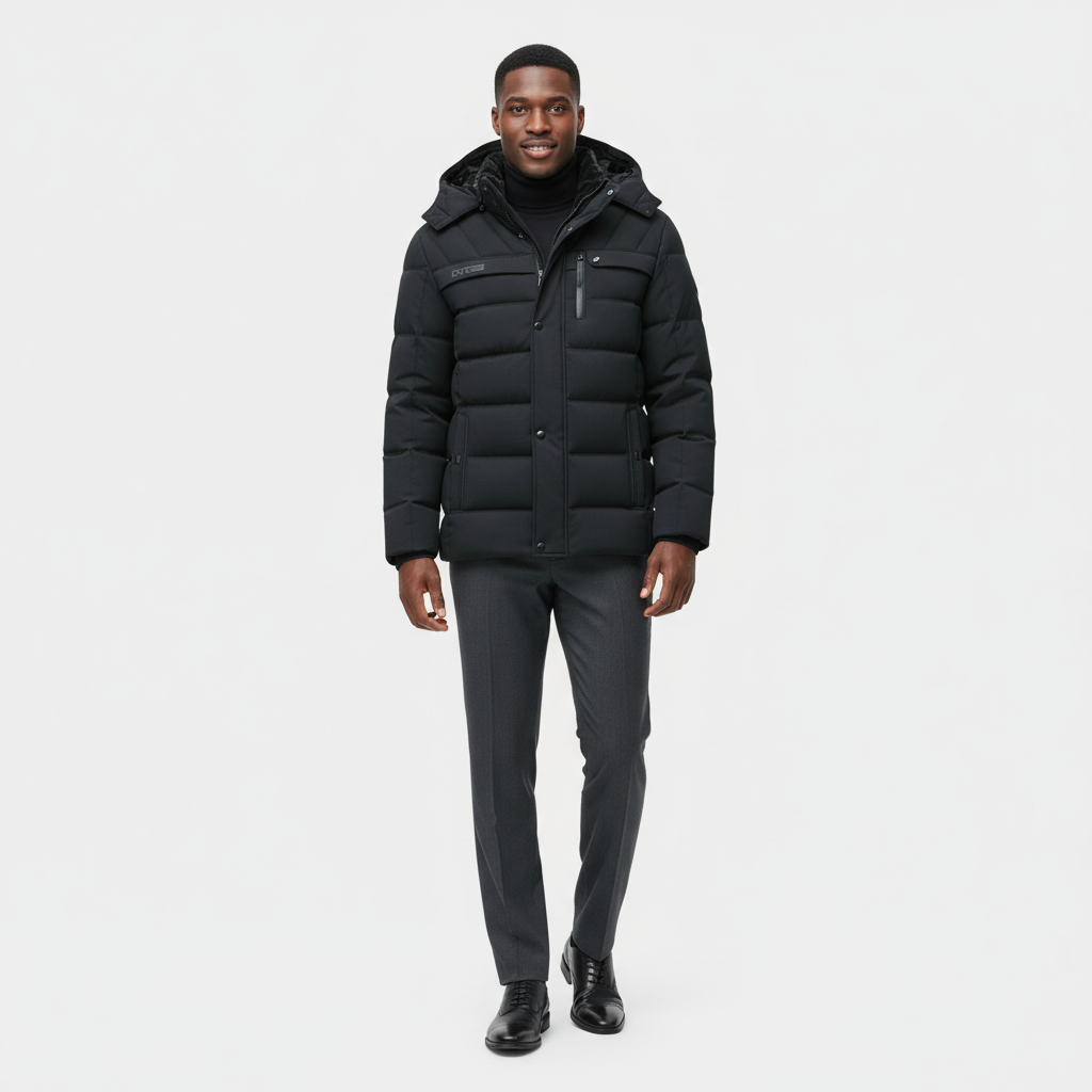 Doudoune longue d'hiver pour homme avec doublure en polaire