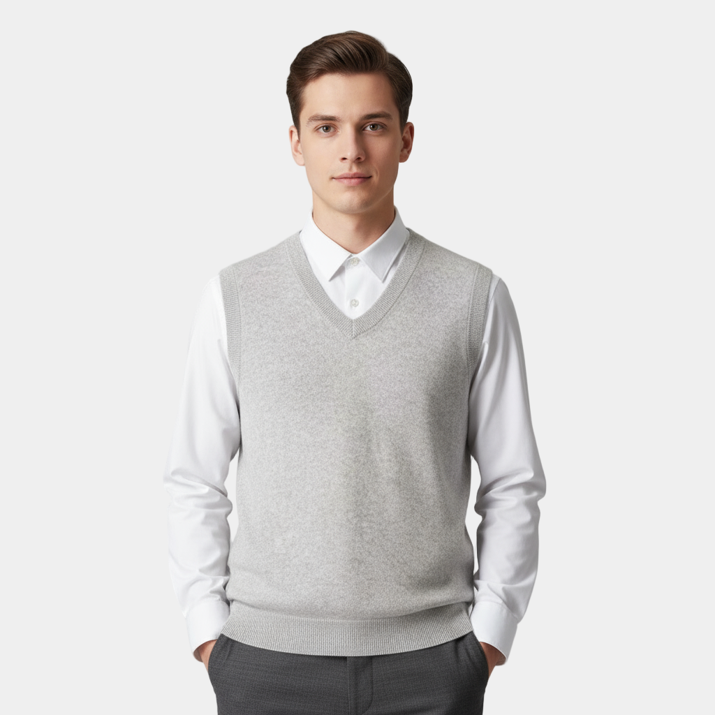 Gilet en cachemire pour homme à col en V – sans manches