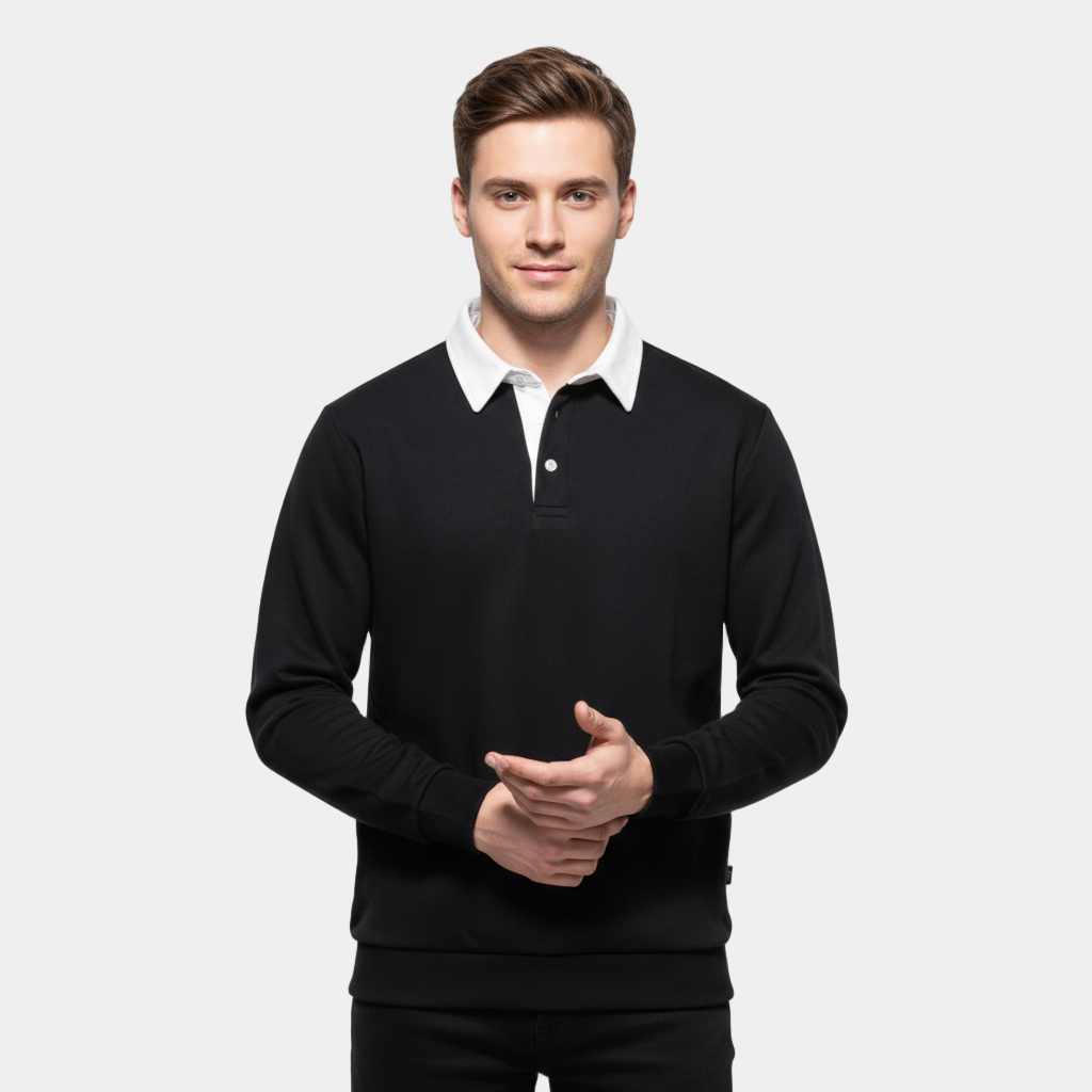 Pull en coton à col polo pour homme