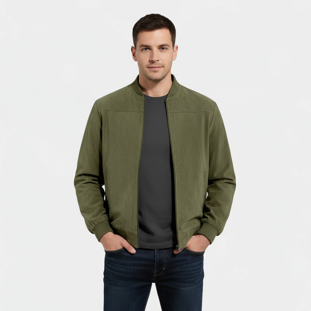 Veste bomber pour homme en simili-cuir