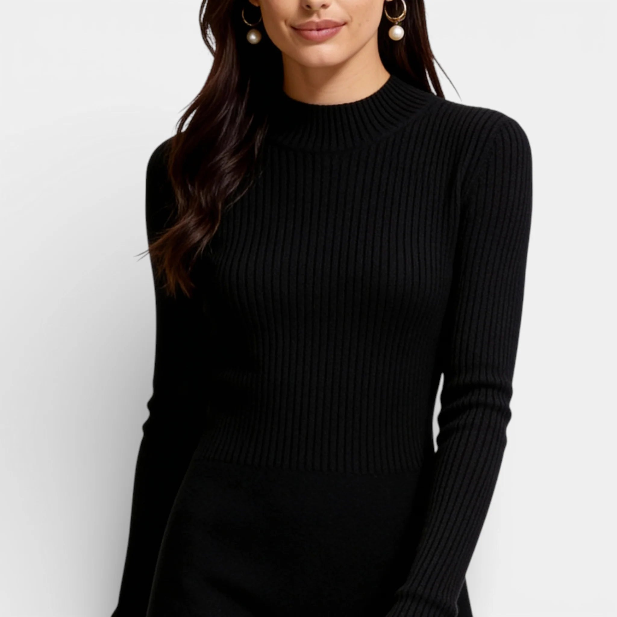 Robe-pull en cachemire et laine mérinos pour femme – col montant