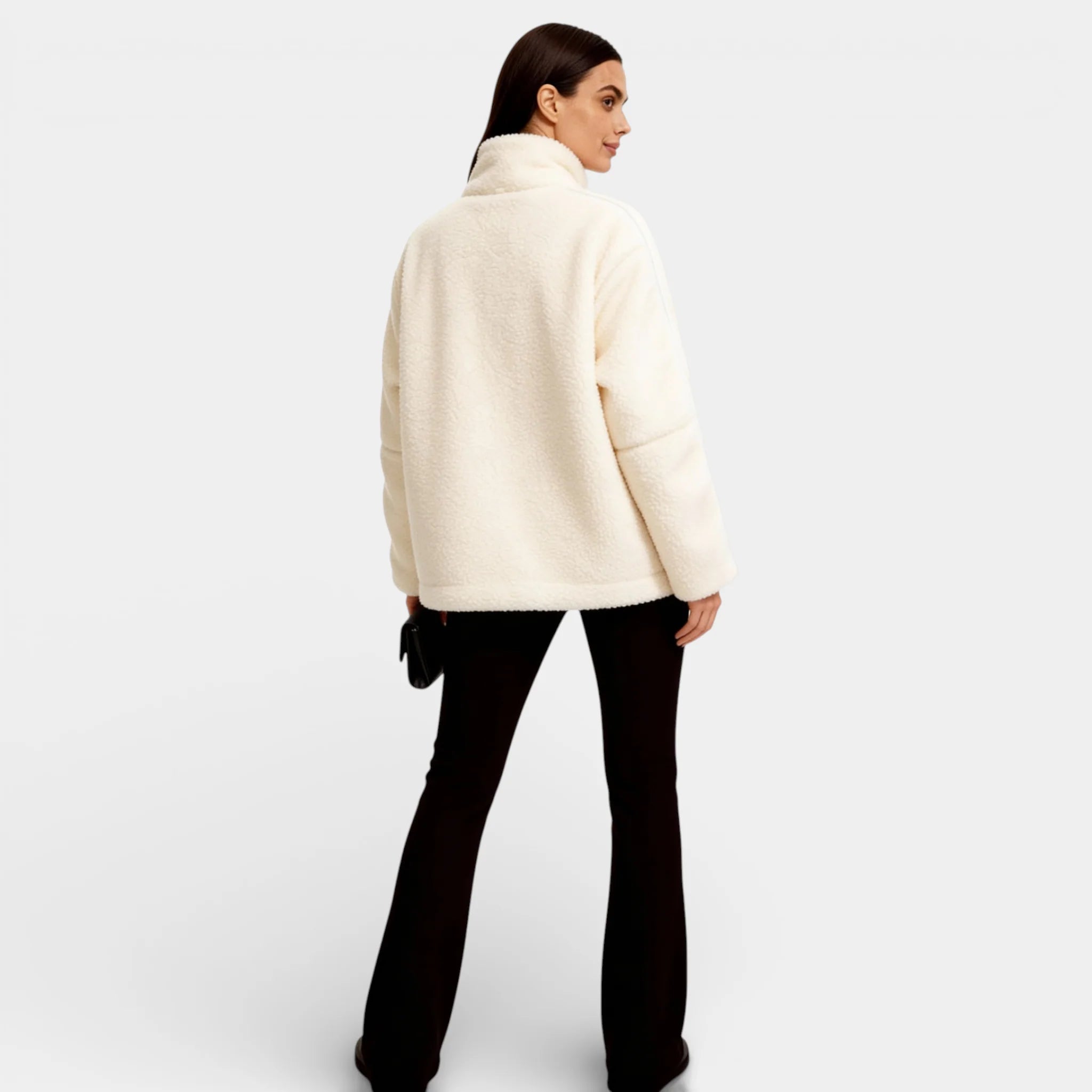 Veste polaire en laine pour femme – coupe décontractée, fermeture éclair à double sens