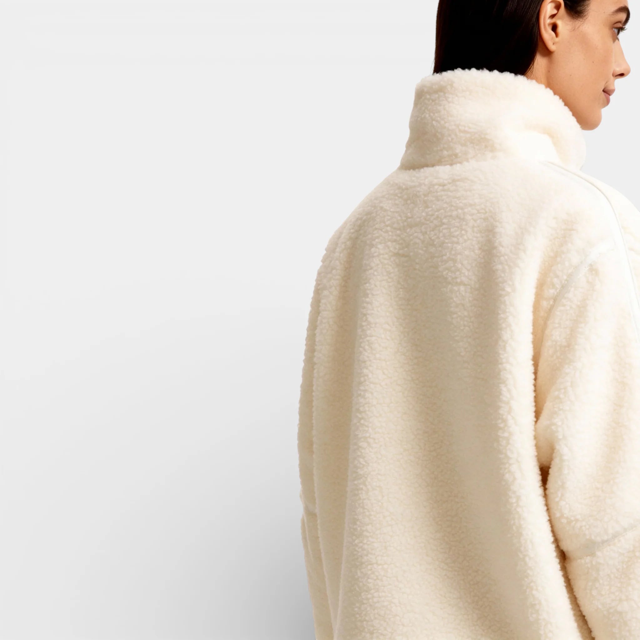 Veste polaire en laine pour femme – coupe décontractée, fermeture éclair à double sens