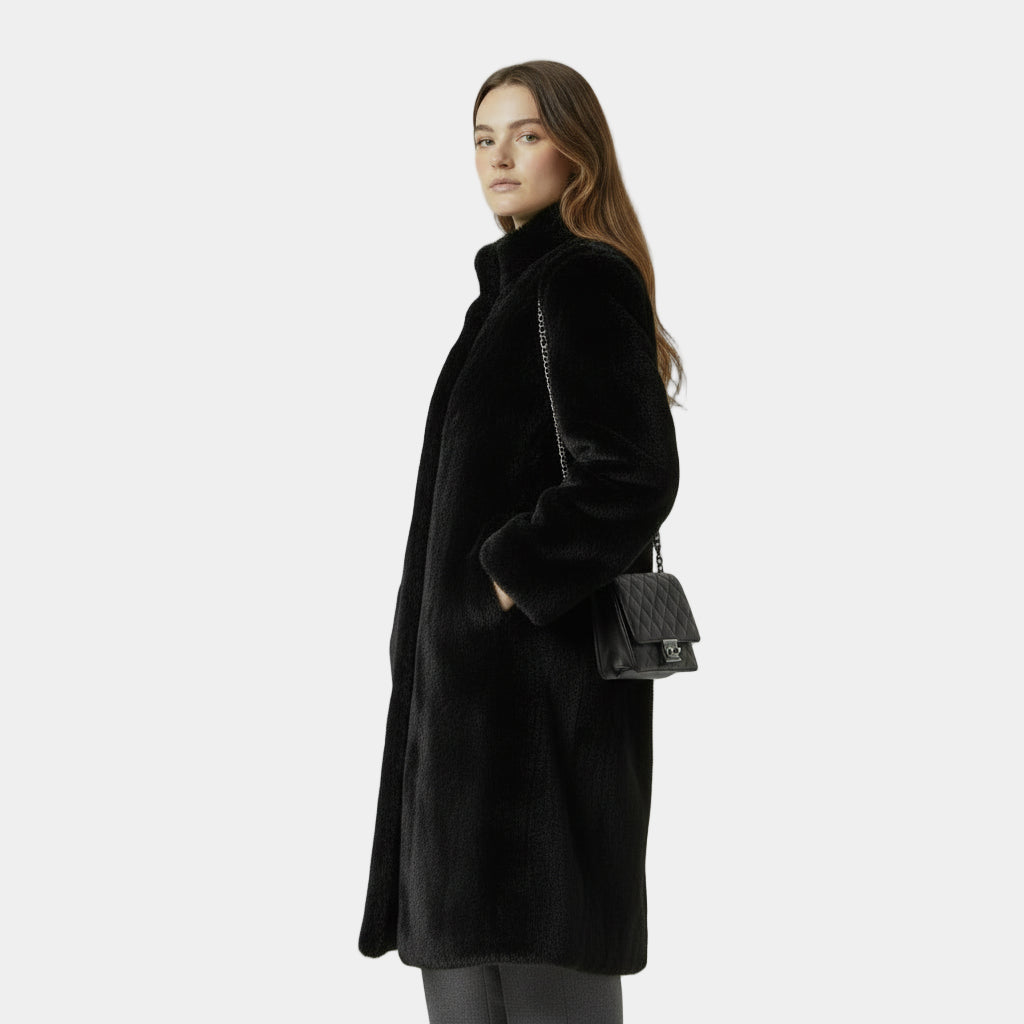 Manteau long en fausse fourrure de vison pour femmes