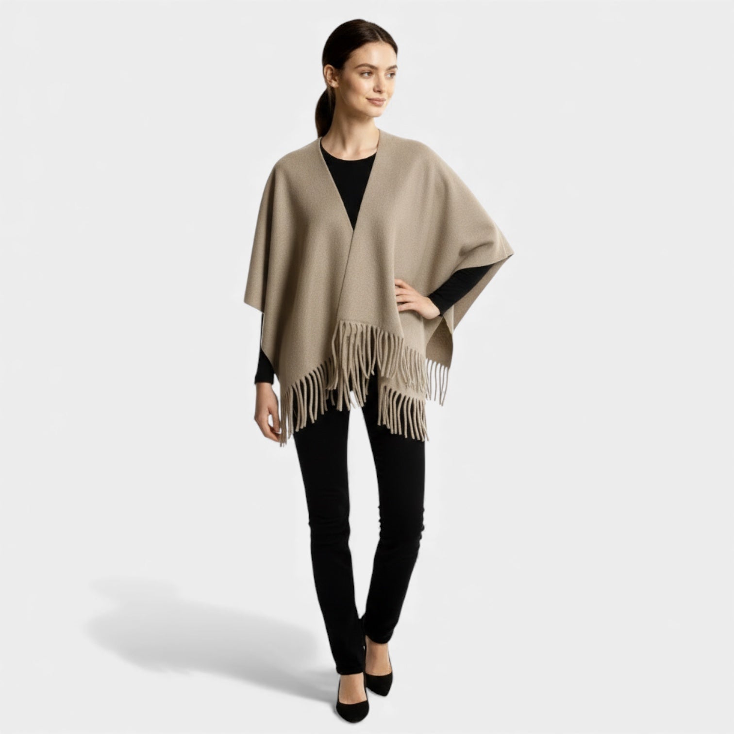 Écharpe-poncho à franges pour femmes
