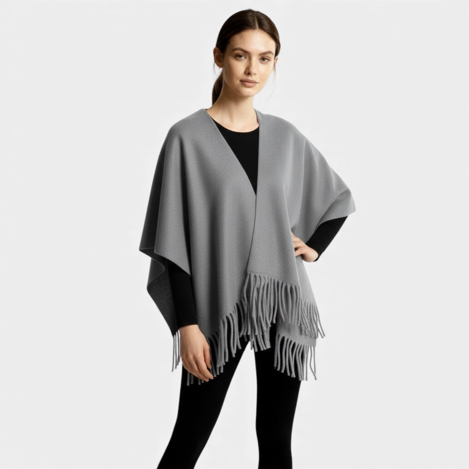 Écharpe-poncho à franges pour femmes