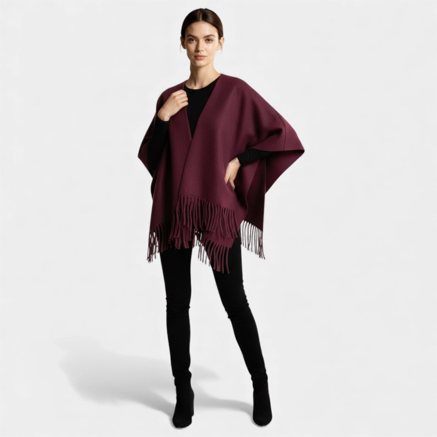 Écharpe-poncho à franges pour femmes