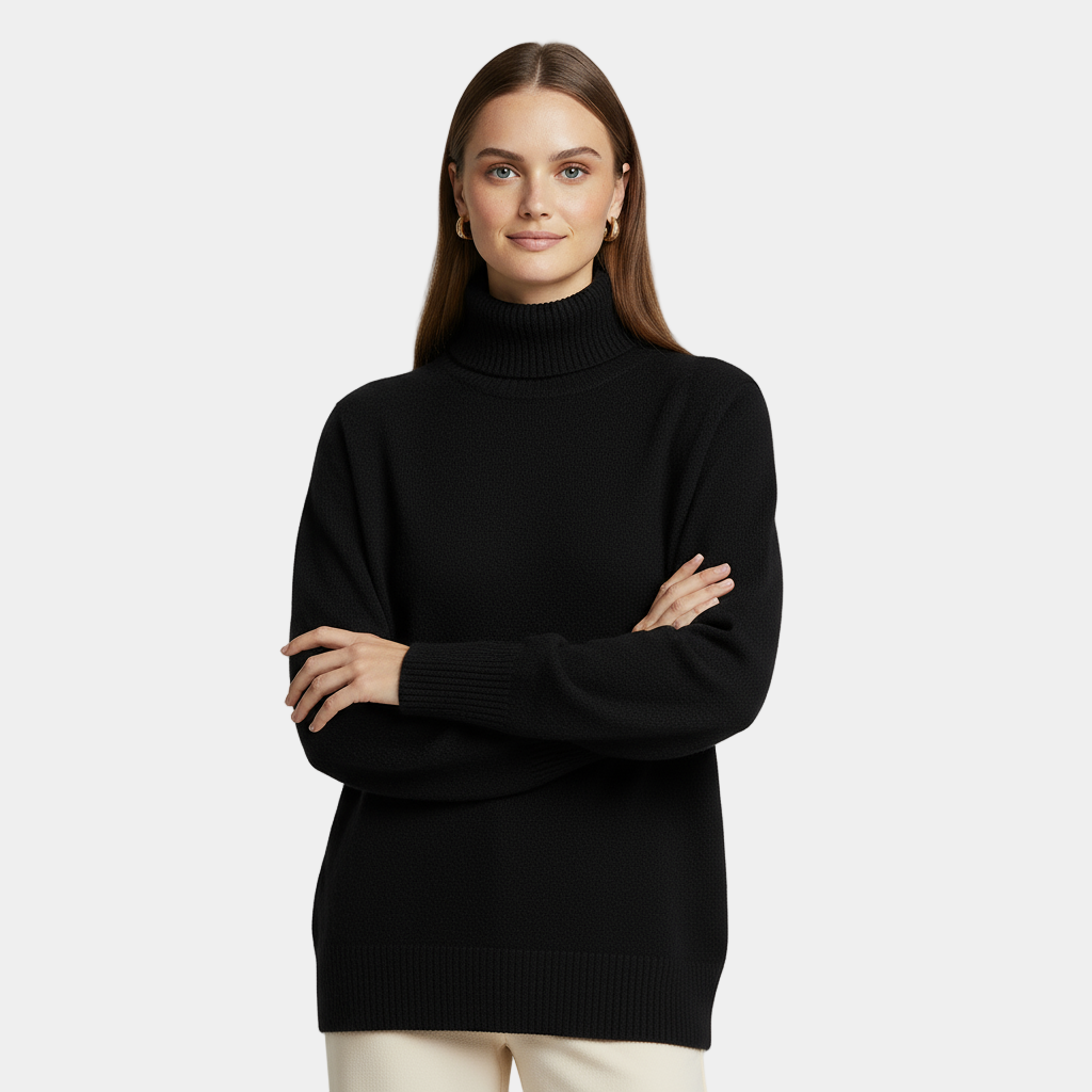 Pull en cachemire pour femme à col roulé chic
