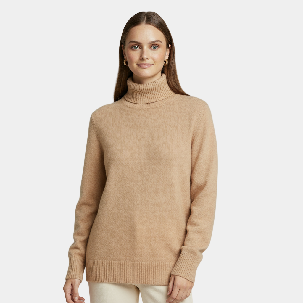 Pull en cachemire pour femme à col roulé chic