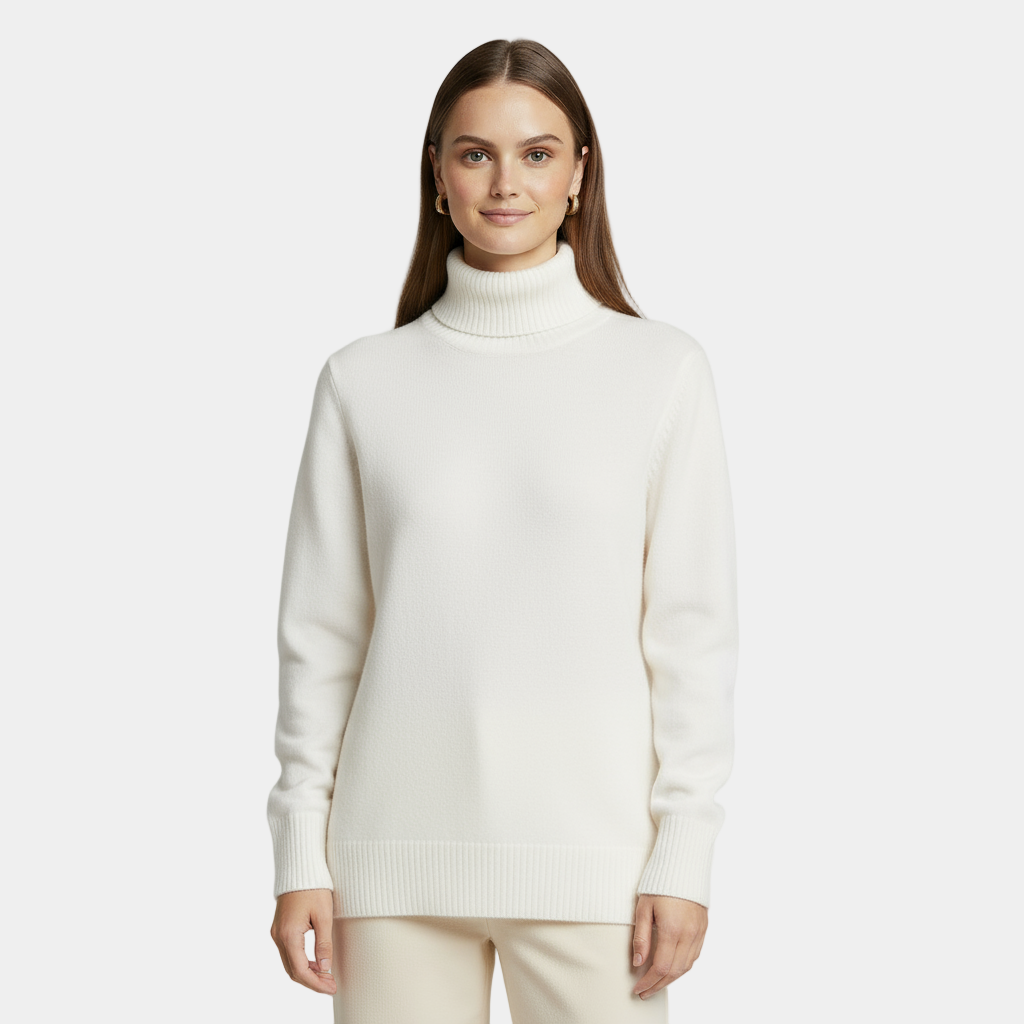 Pull en cachemire pour femme à col roulé chic