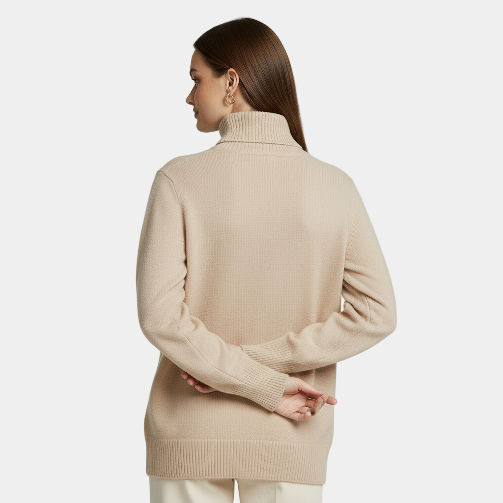 Pull en cachemire pour femme à col roulé chic