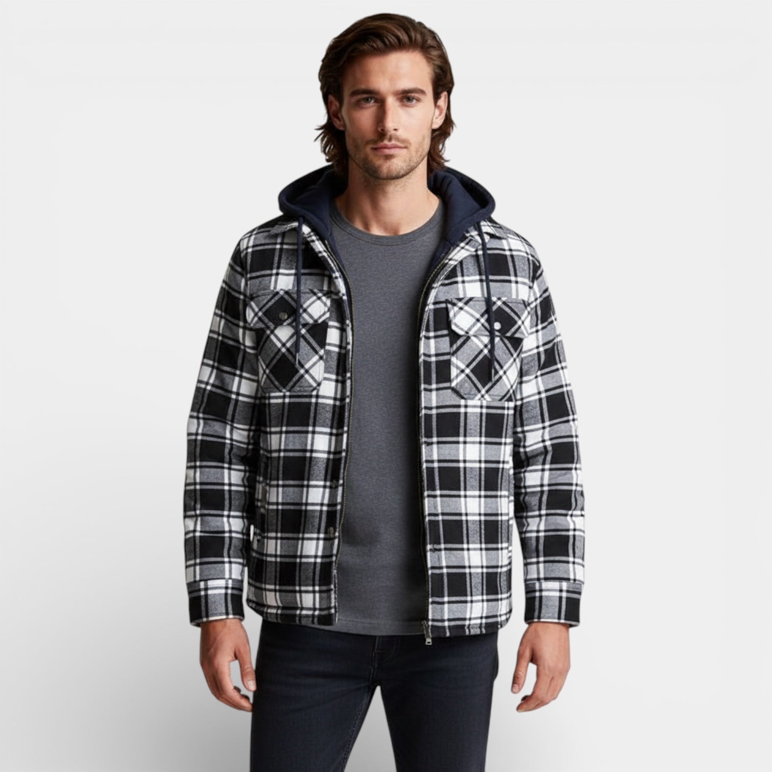 Surchemise en flanelle à capuche pour homme – Douce surchemise