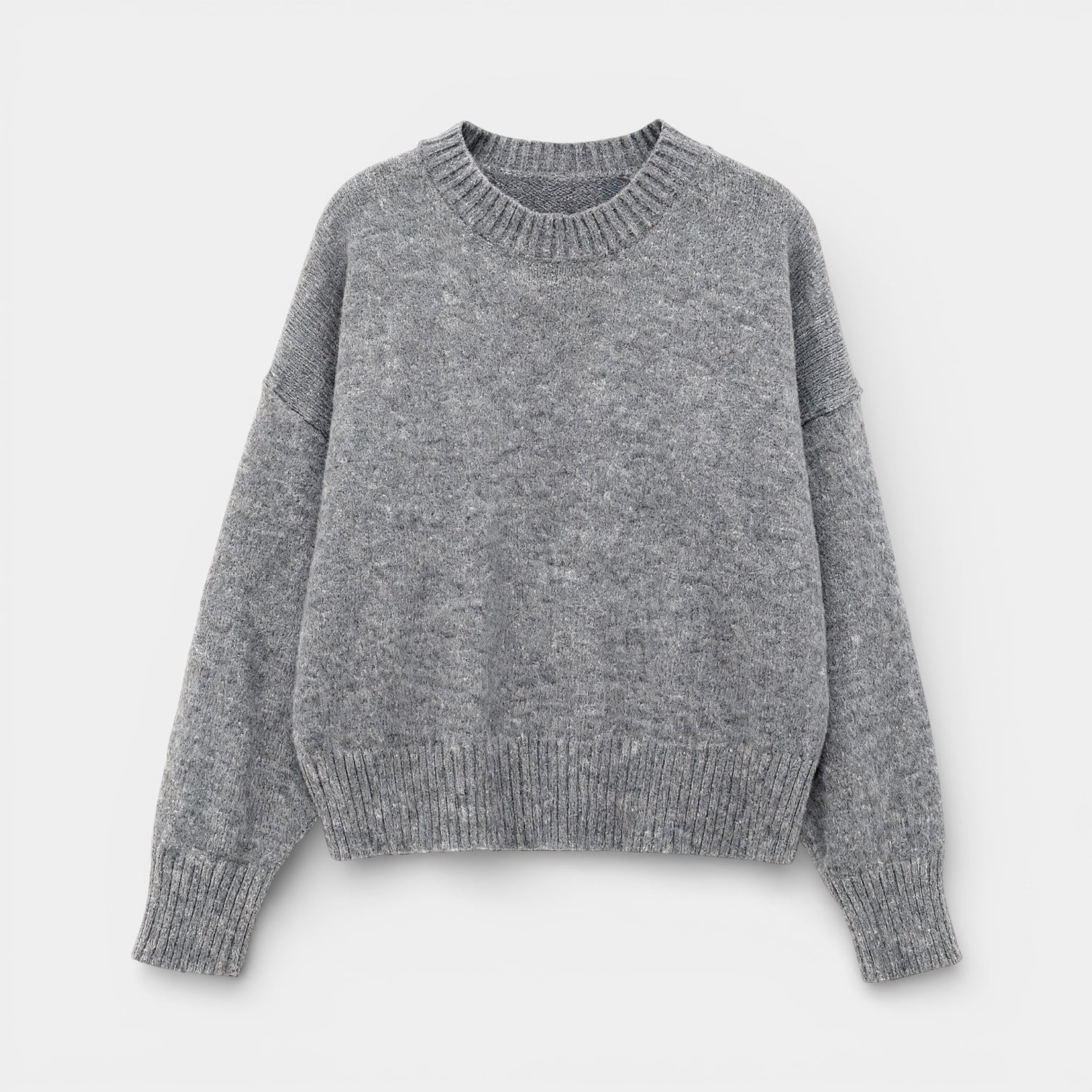 Pull femme en mélange de laine, col rond, coupe décontractée