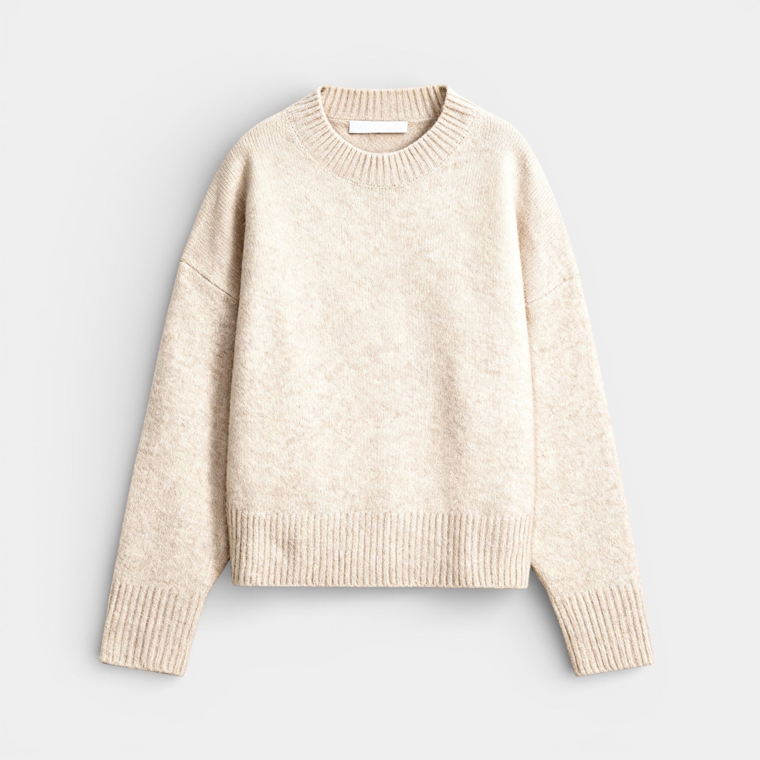 Pull femme en mélange de laine, col rond, coupe décontractée