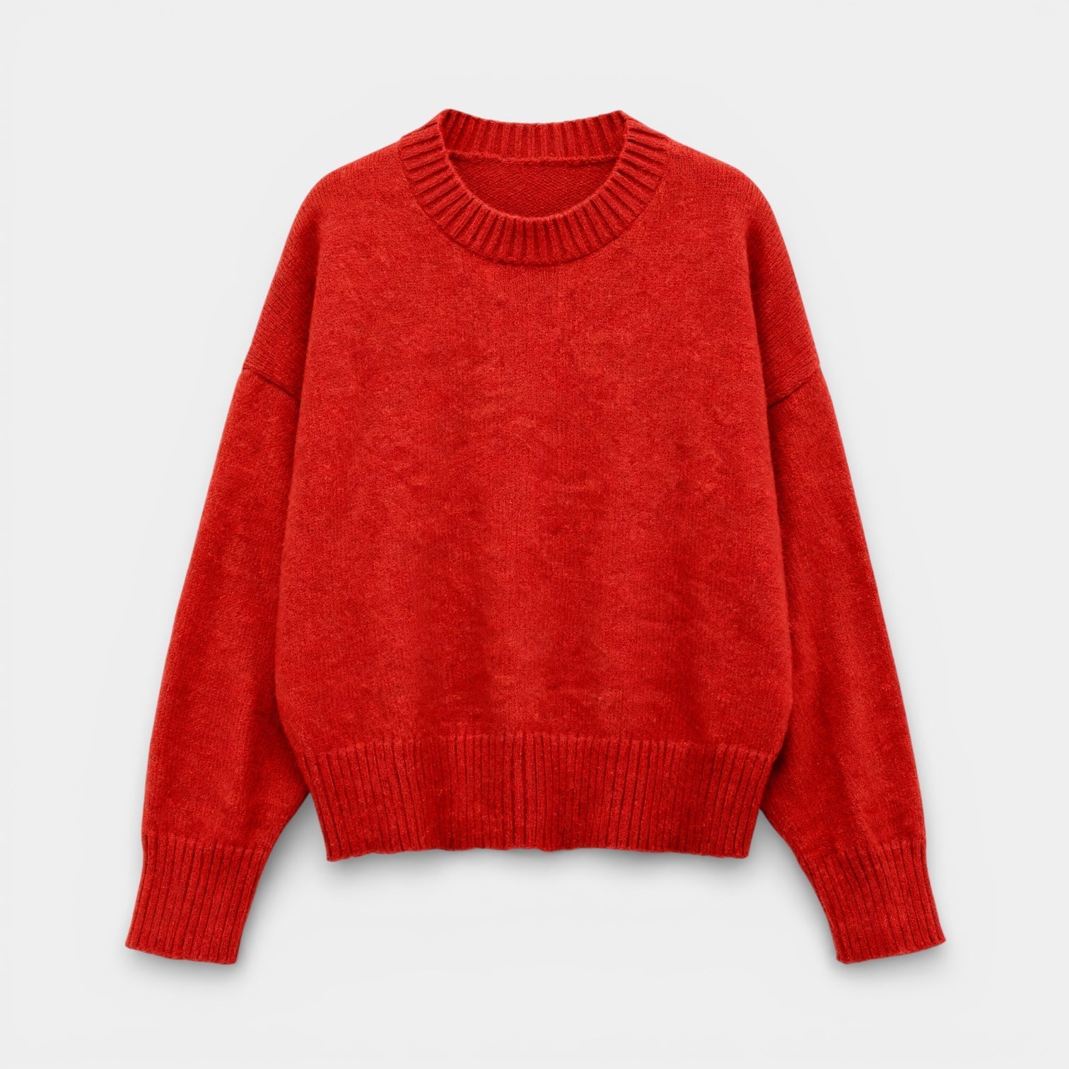 Pull femme en mélange de laine, col rond, coupe décontractée