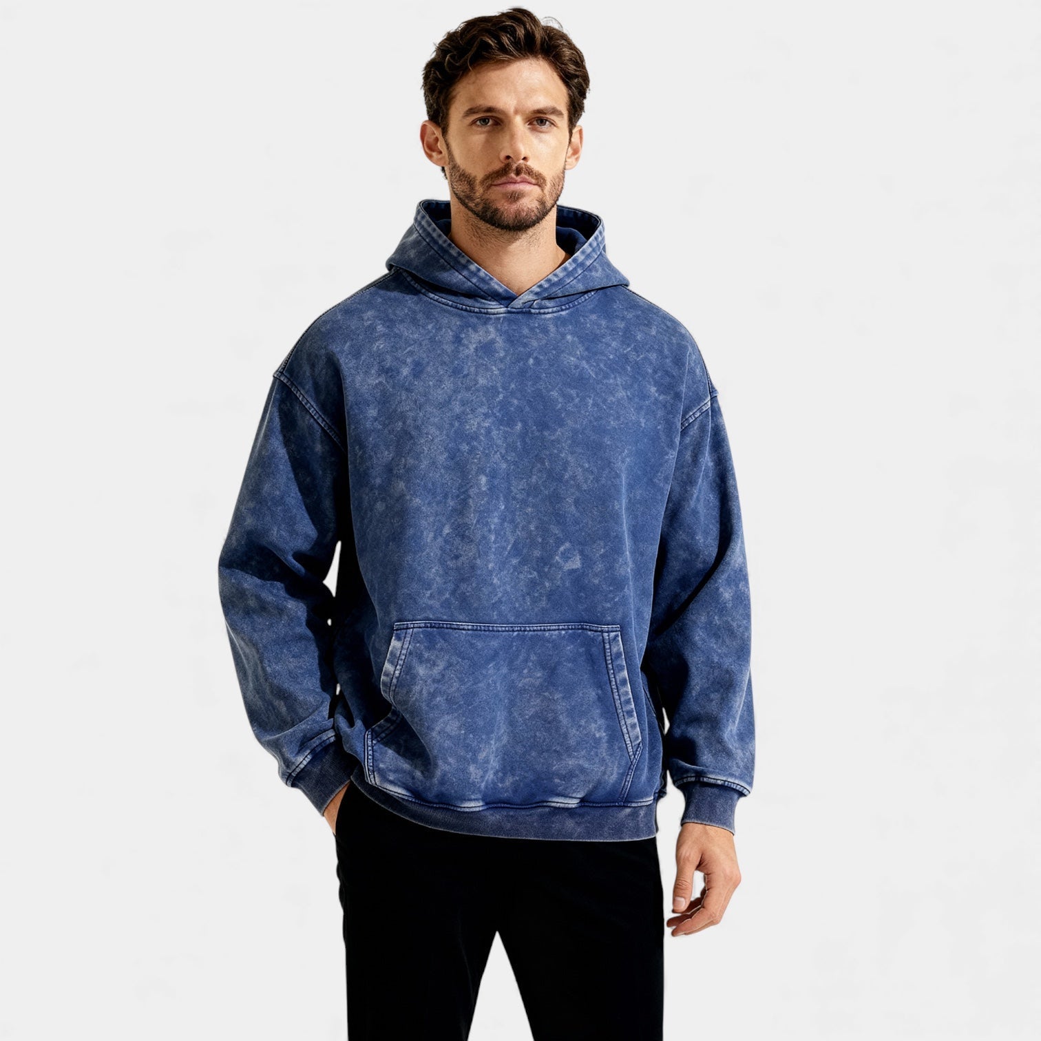 Sweat à capuche lavé pour homme – Finition vintage, coupe décontractée