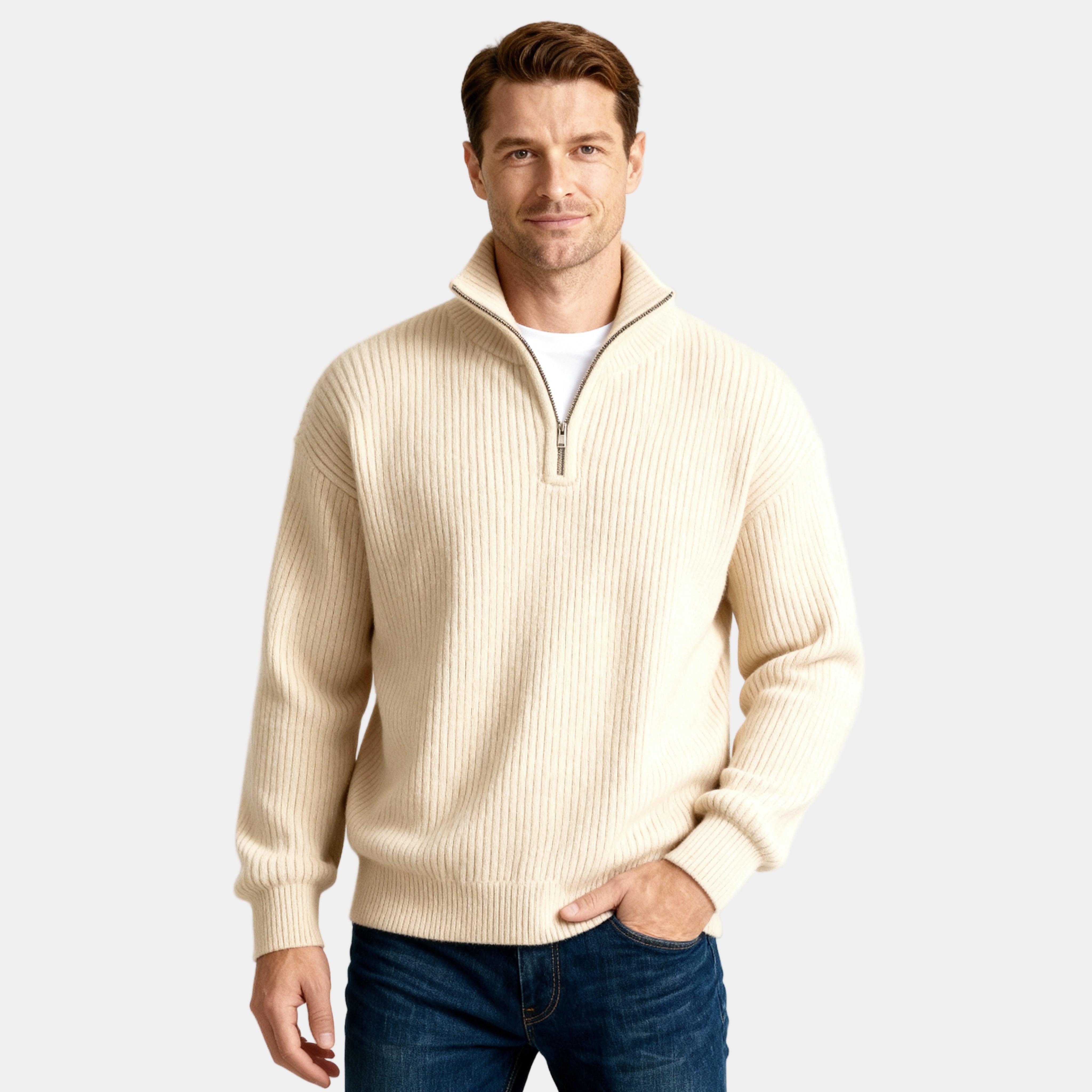 Pull en maille à demi-zip pour homme