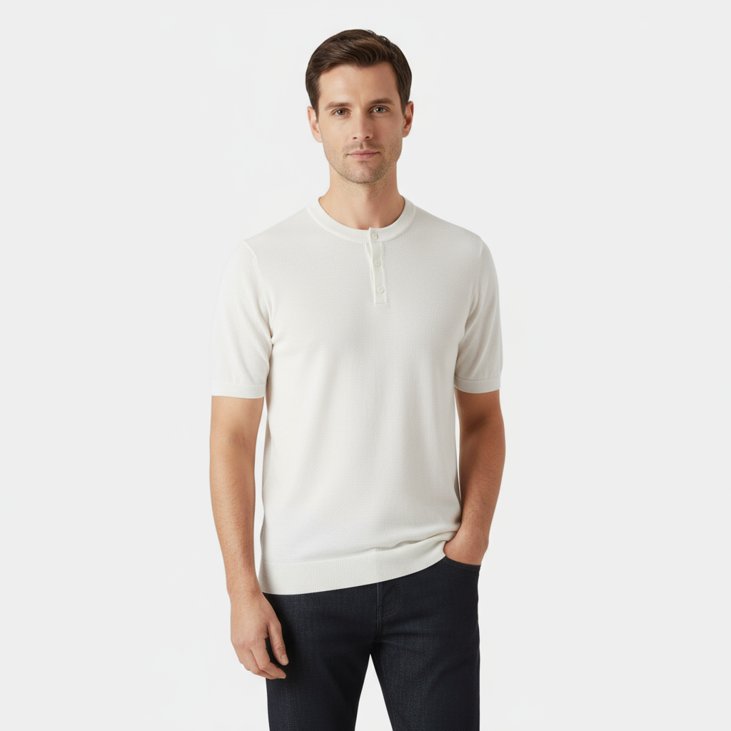T-shirt Henley en coton pour homme