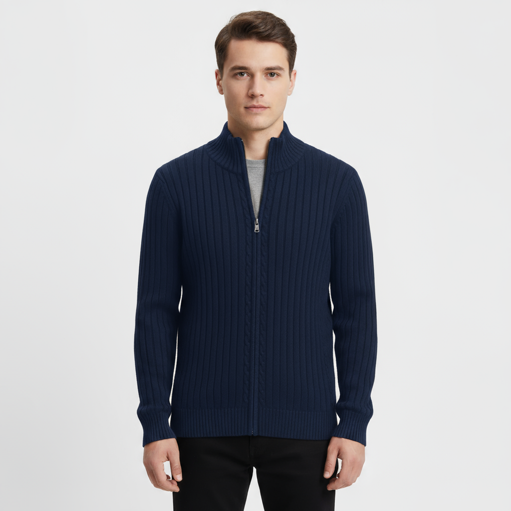 Cardigan côtelé zippé pour homme