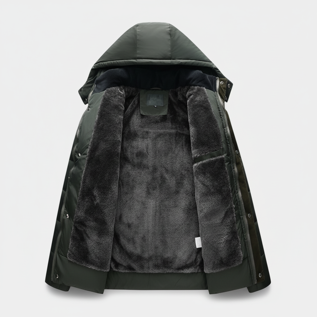 Doudoune longue d'hiver pour homme avec doublure en polaire