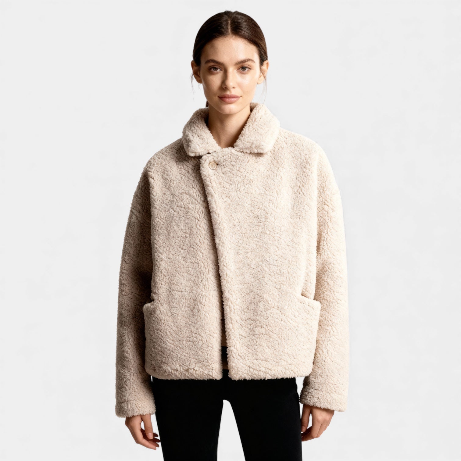 Veste sherpa pour femmes en fausse fourrure douce