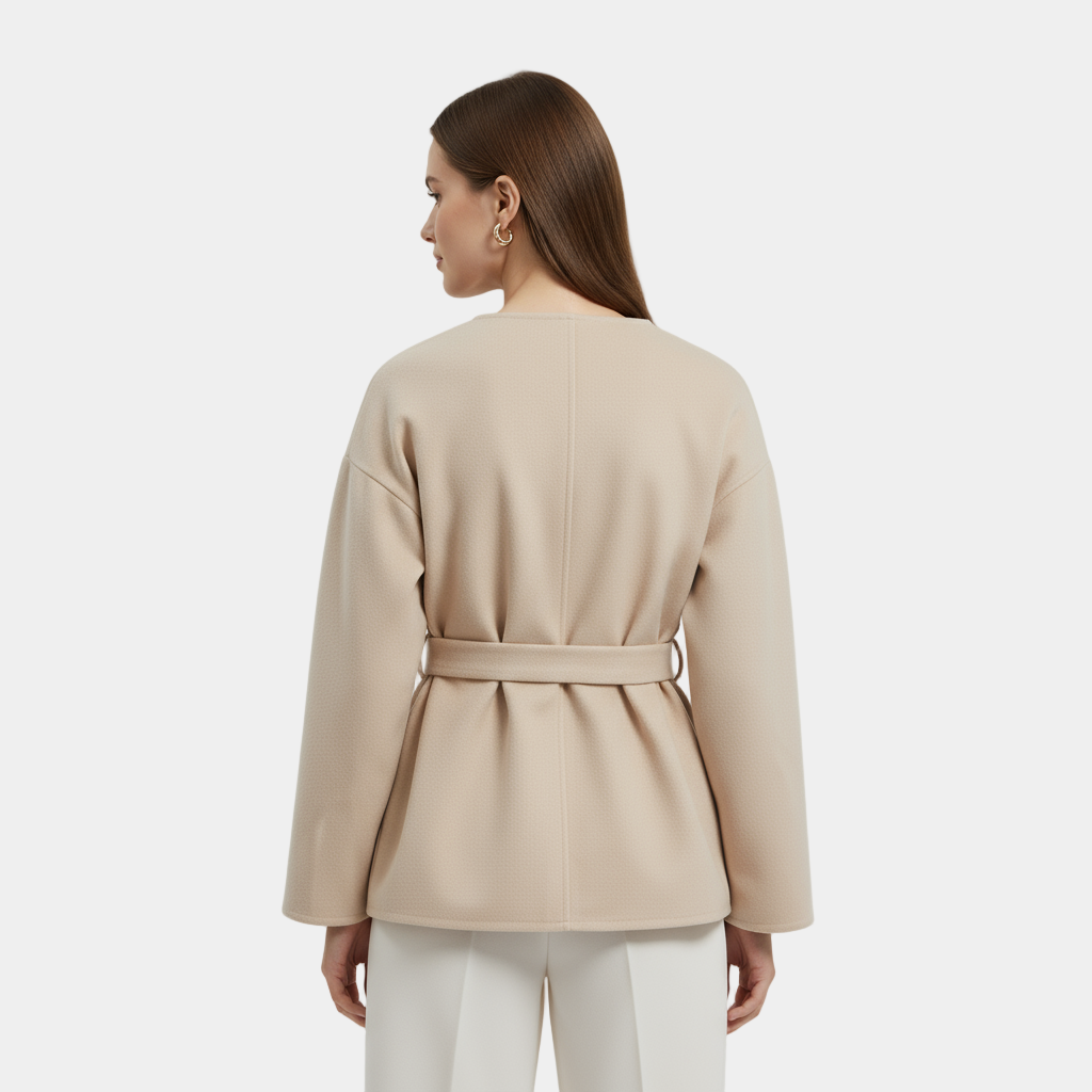 Manteau ceinturé en laine mélangée pour femmes
