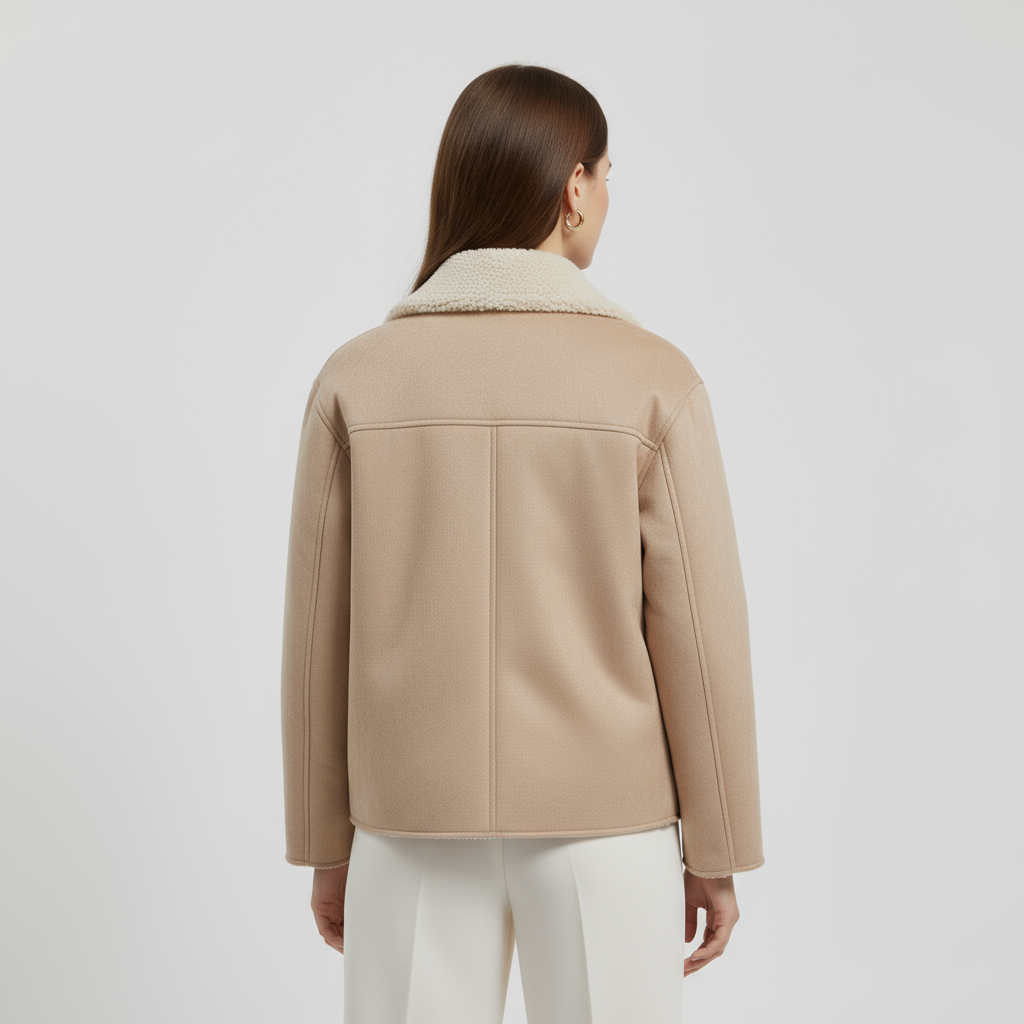 Manteau d'hiver en laine et fausse fourrure pour femme