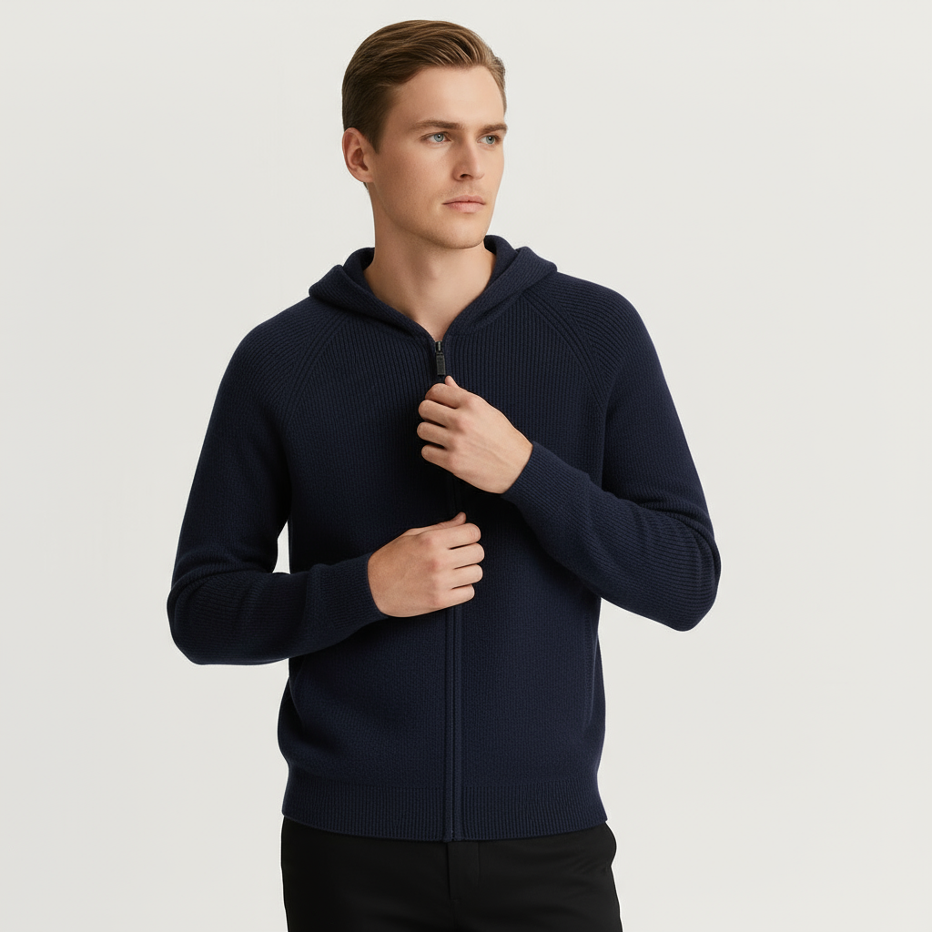 Cardigan zippé en cachemire classique pour homme