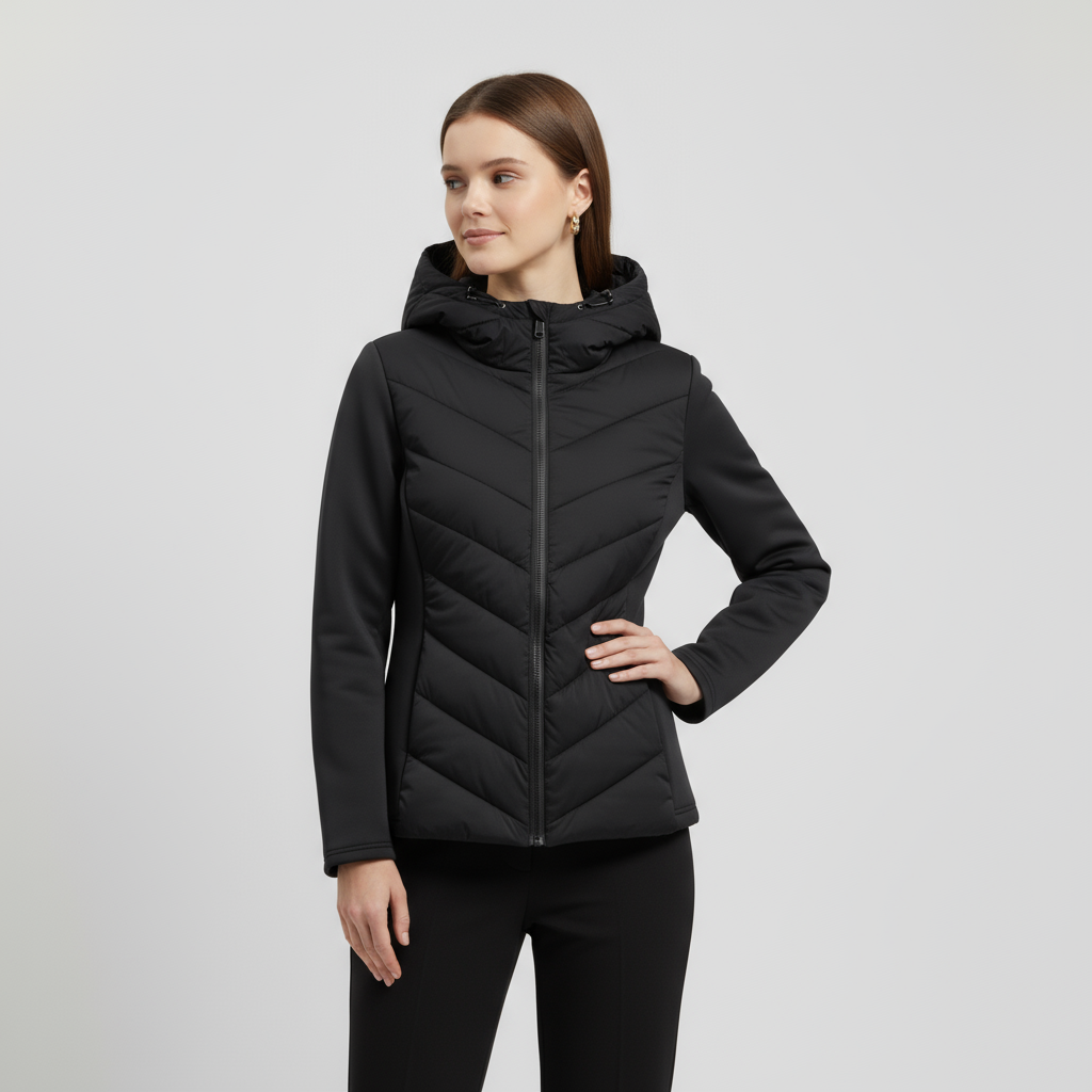 Veste coupe-vent matelassée pour femmes avec manches extensibles