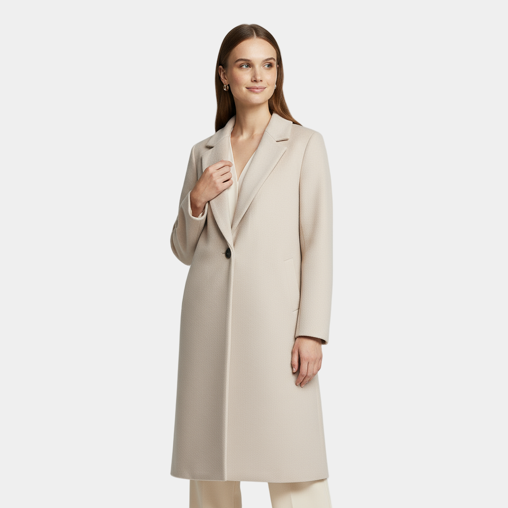 Manteau en laine chic pour femme, coupe ajustée, à bouton unique