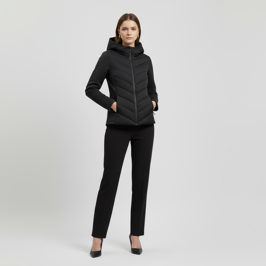 Veste coupe-vent matelassée pour femmes avec manches extensibles