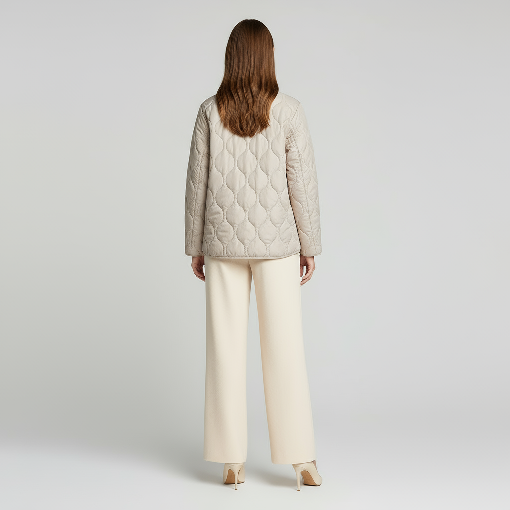 Veste matelassée pour femme à col rond et poches plaquées