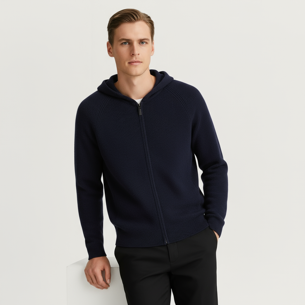 Cardigan zippé en cachemire classique pour homme
