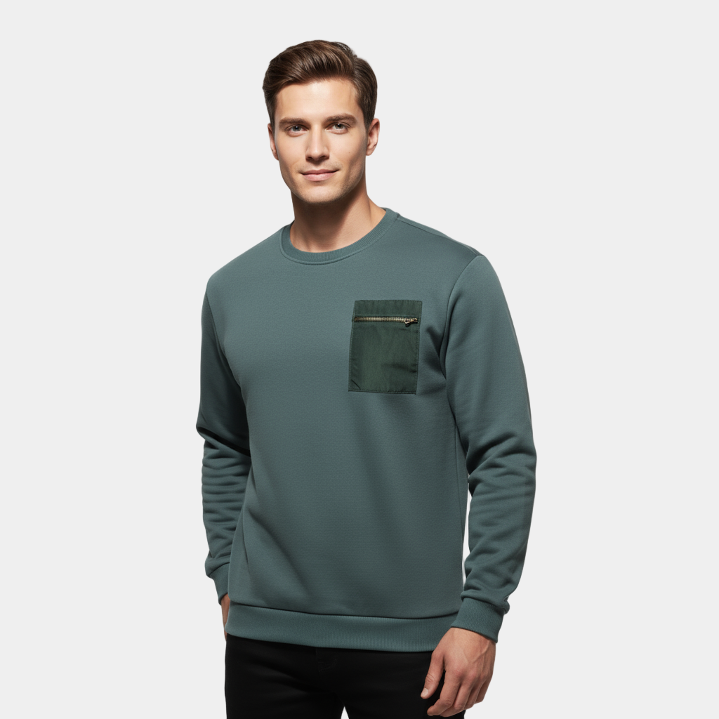 Pull ras du cou en maille brossée pour homme