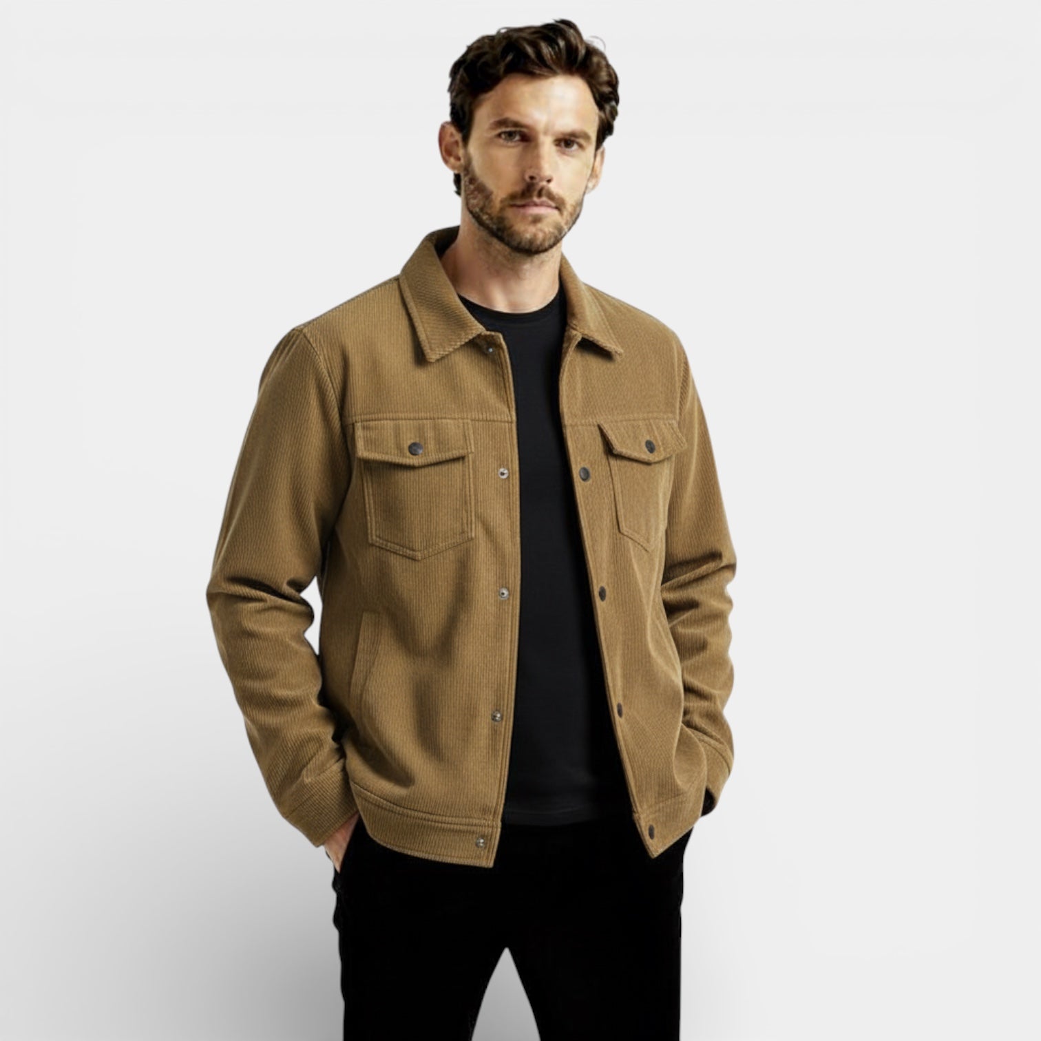 Veste trucker en velours côtelé pour homme — à boutons