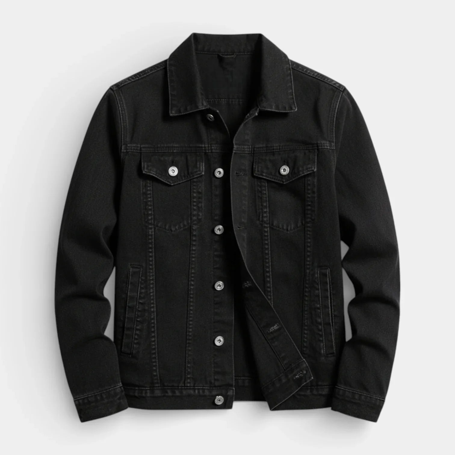 Veste en jean classique pour homme à boutons