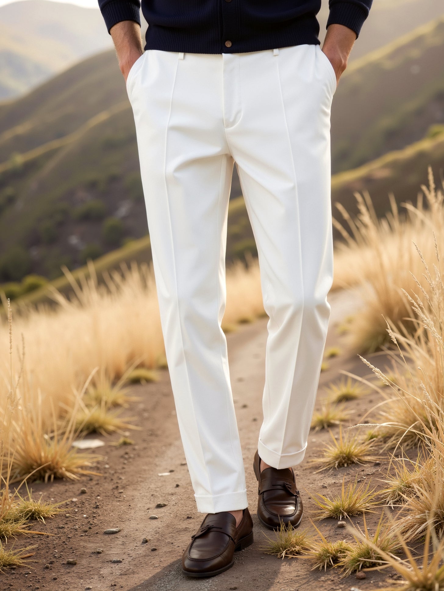 Pantalon chino à plis