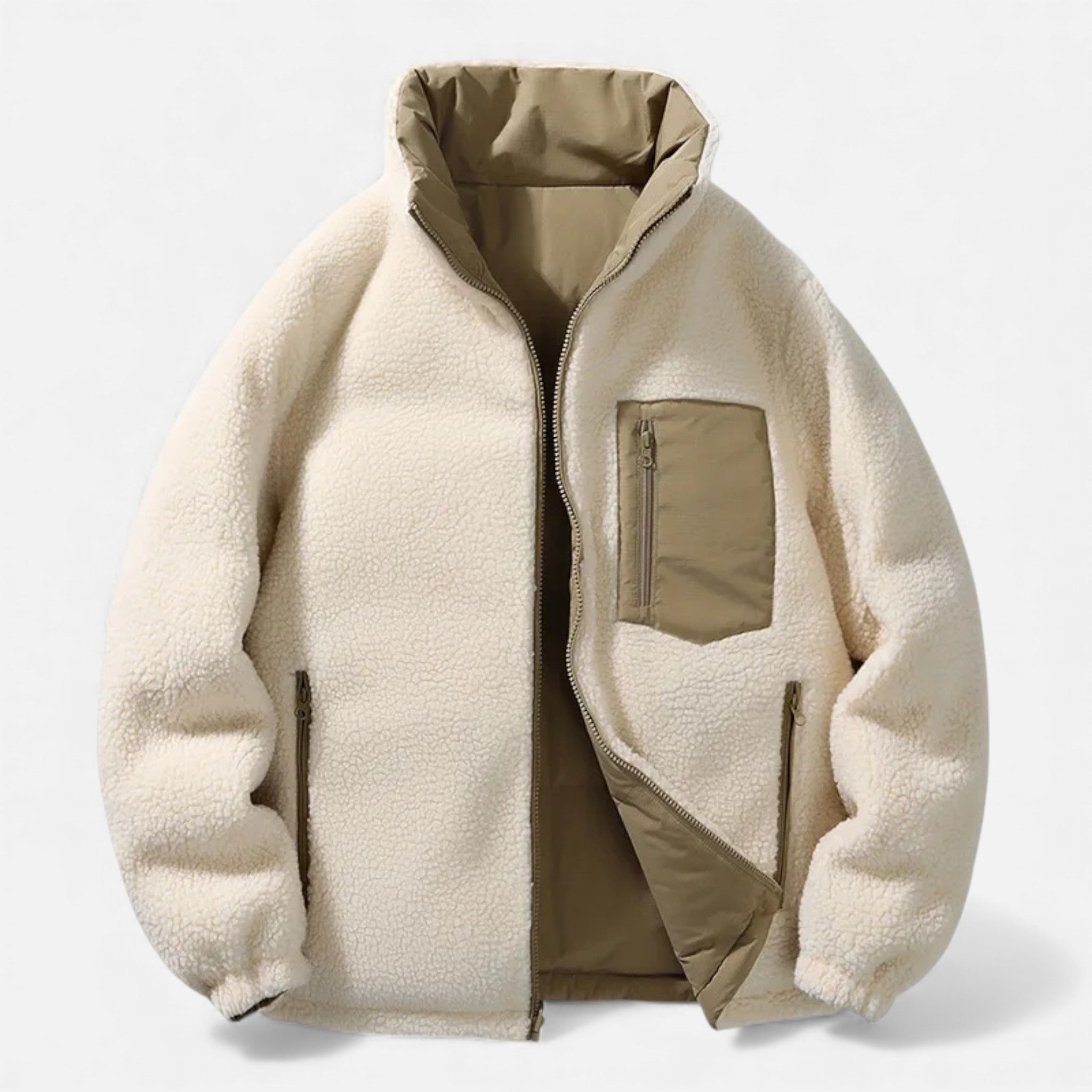 Doudoune matelassée d'hiver épaisse pour homme, doublée de peluche