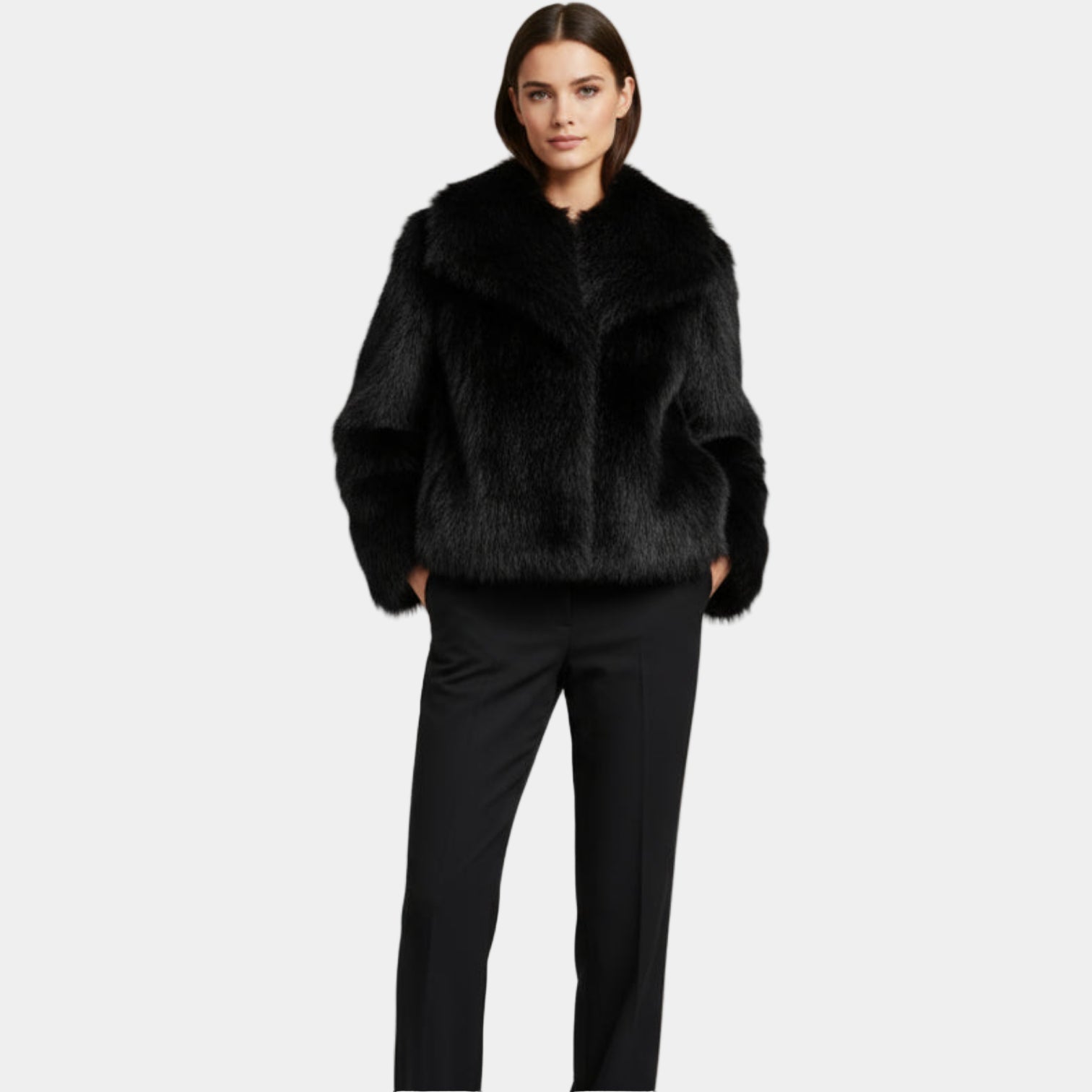 Veste d'hiver chic en fausse fourrure pour femmes