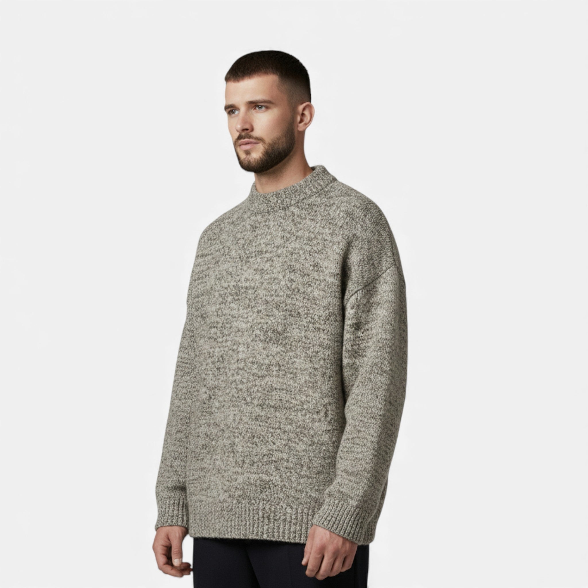 Pull homme à col rond effet laine