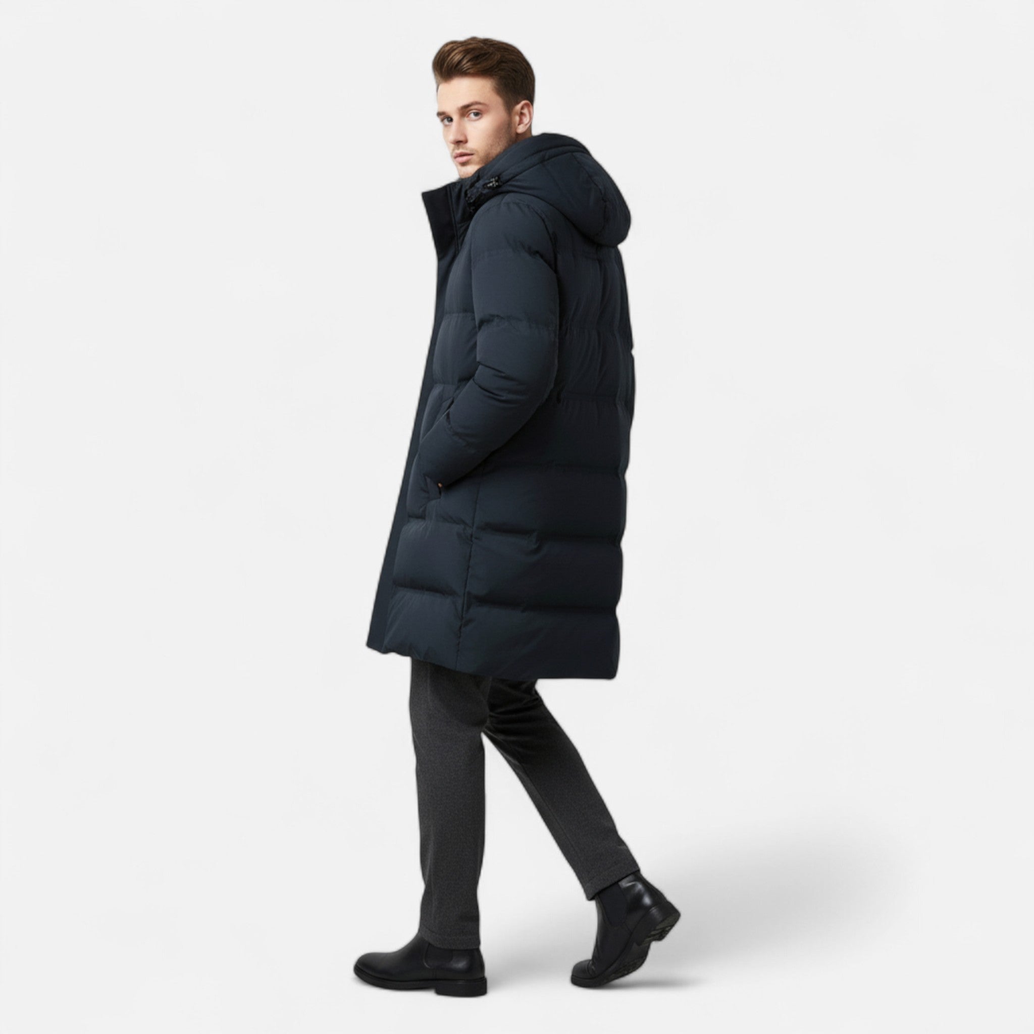 Parka en duvet d'hiver premium pour homme – capuche et isolation élégantes